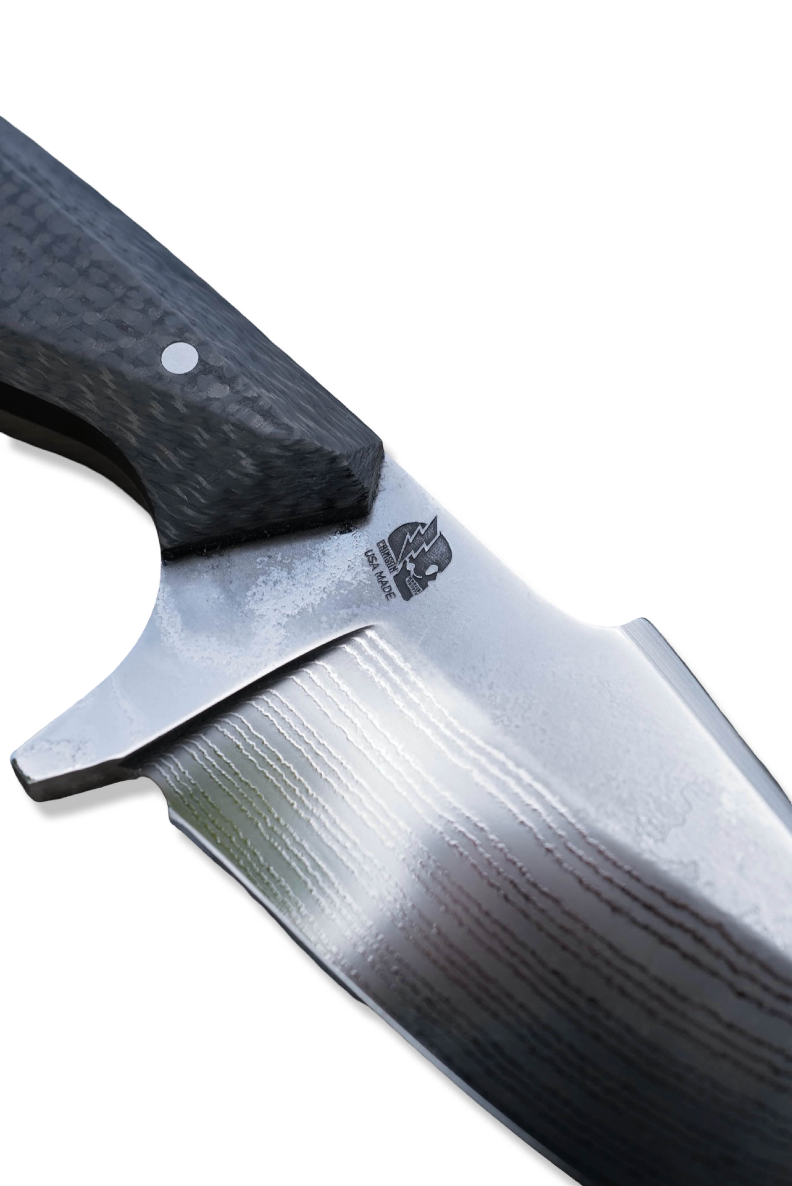 Reaper Custom 1 of 1 - Polished Vegas Forge Damascus / Carbon Fiber Handle / Sheath Included