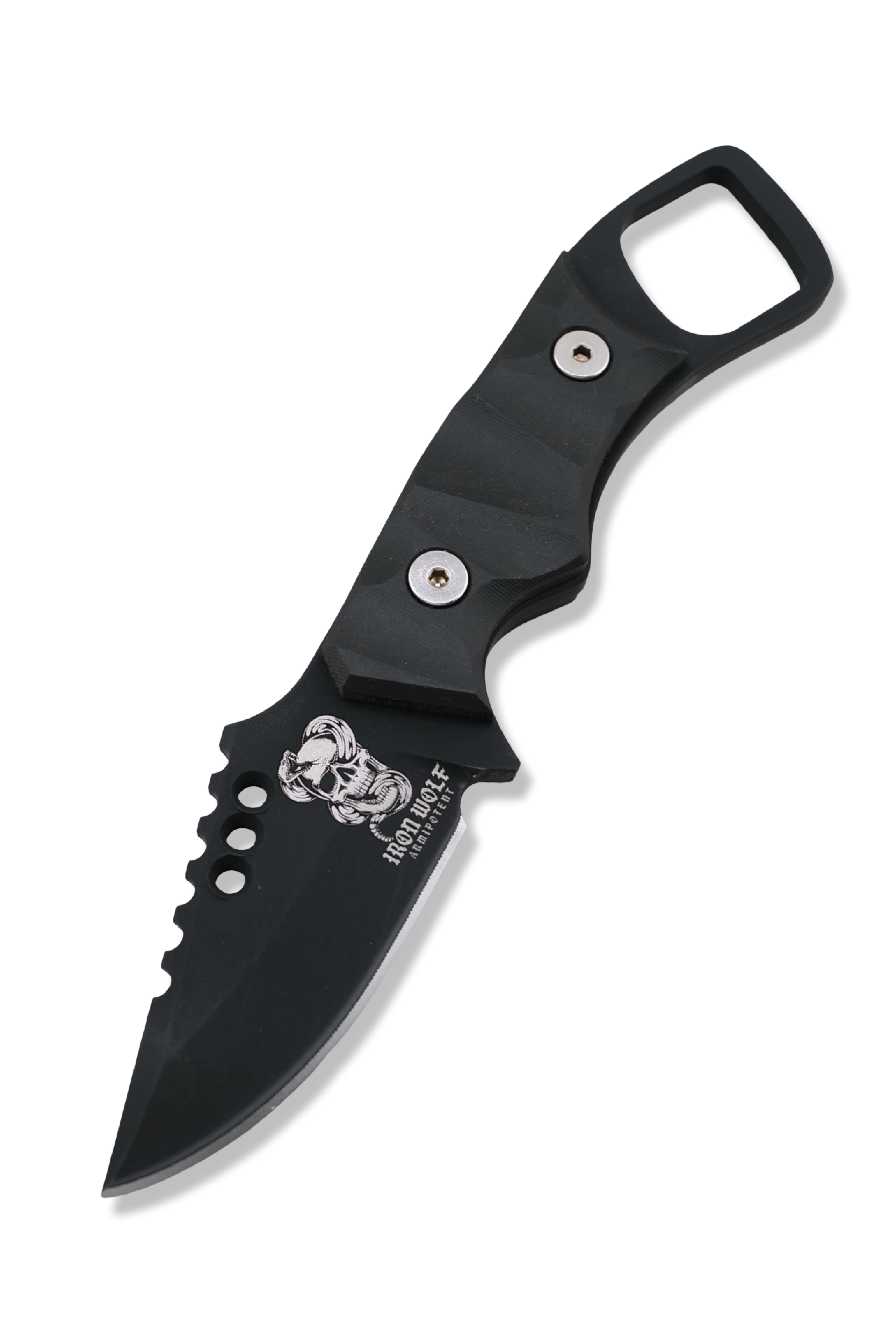 RPM Iron Wolf “ ARMIPOTENT “ - Black Cerakote / Black Richlite Handle / Leather Sheath Included / LIMITED TO 5 PIECES