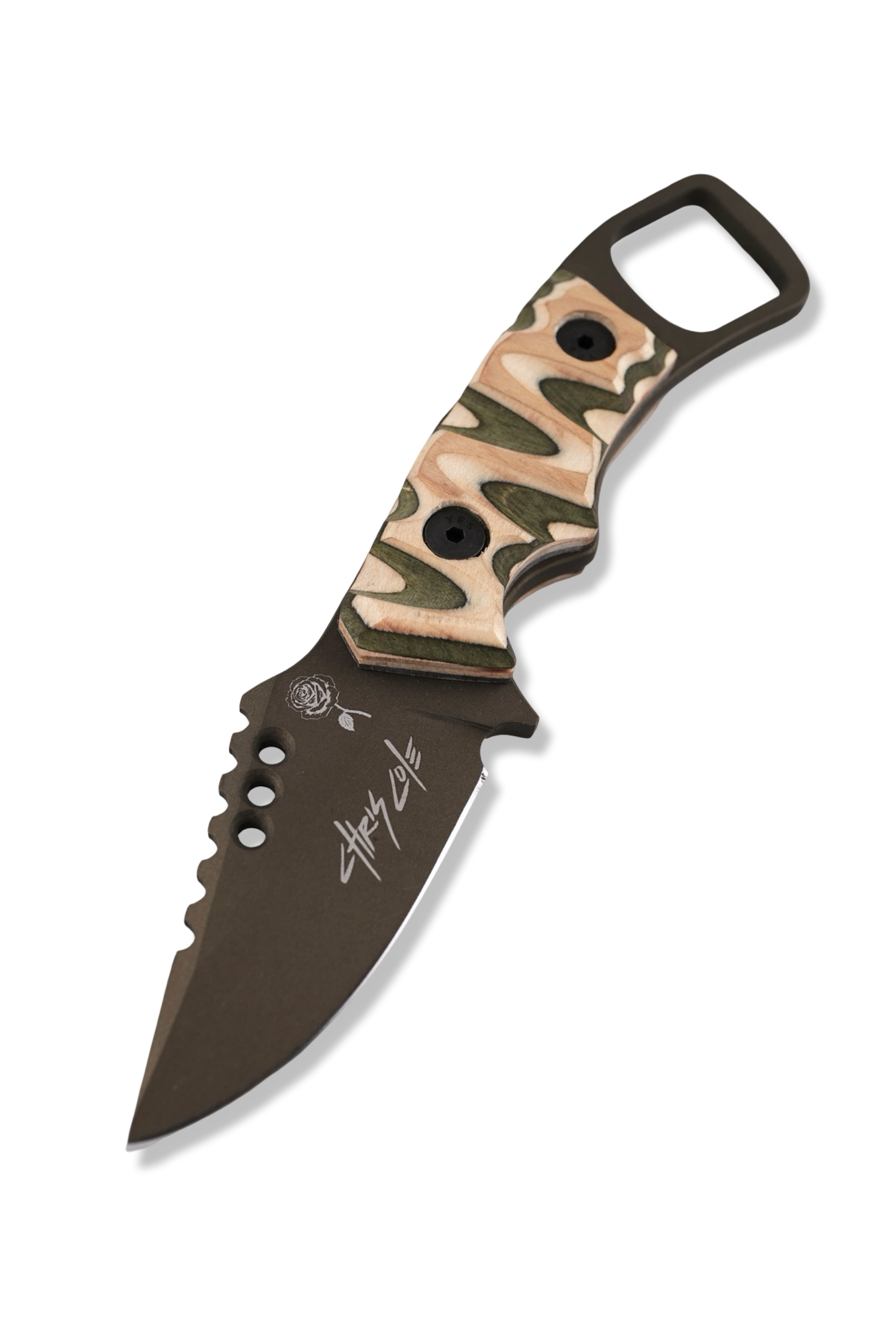 RPM Iron Wolf β CHRIS COLE EDITION β ROSE LOGO 1 OF 1 - Burnt Bronze Cerakote / Chris Cole Skateboard Handle / Leather Sheath Included