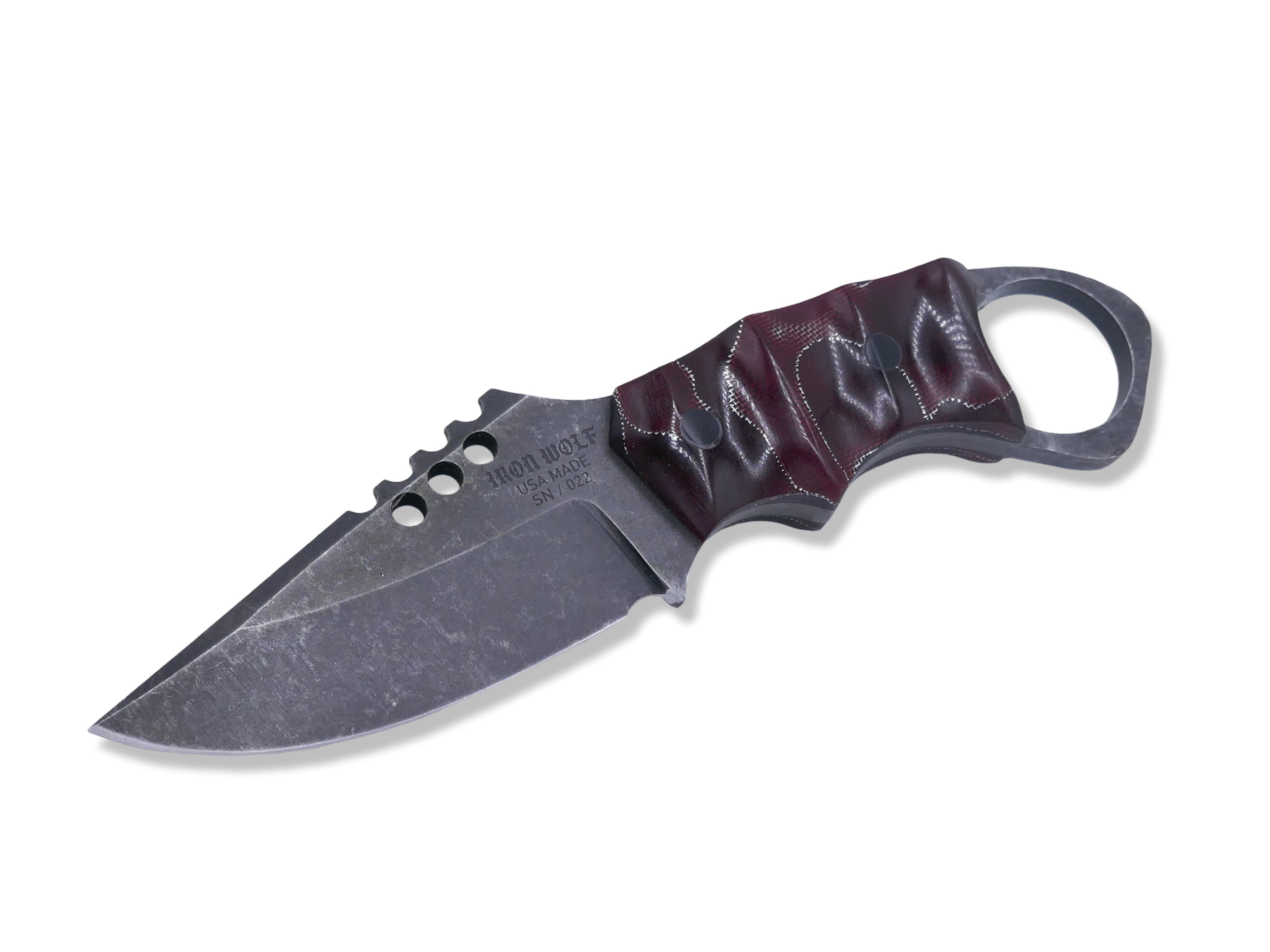 IRON WOLF - Dark Stonewash / Red Raffir Handle