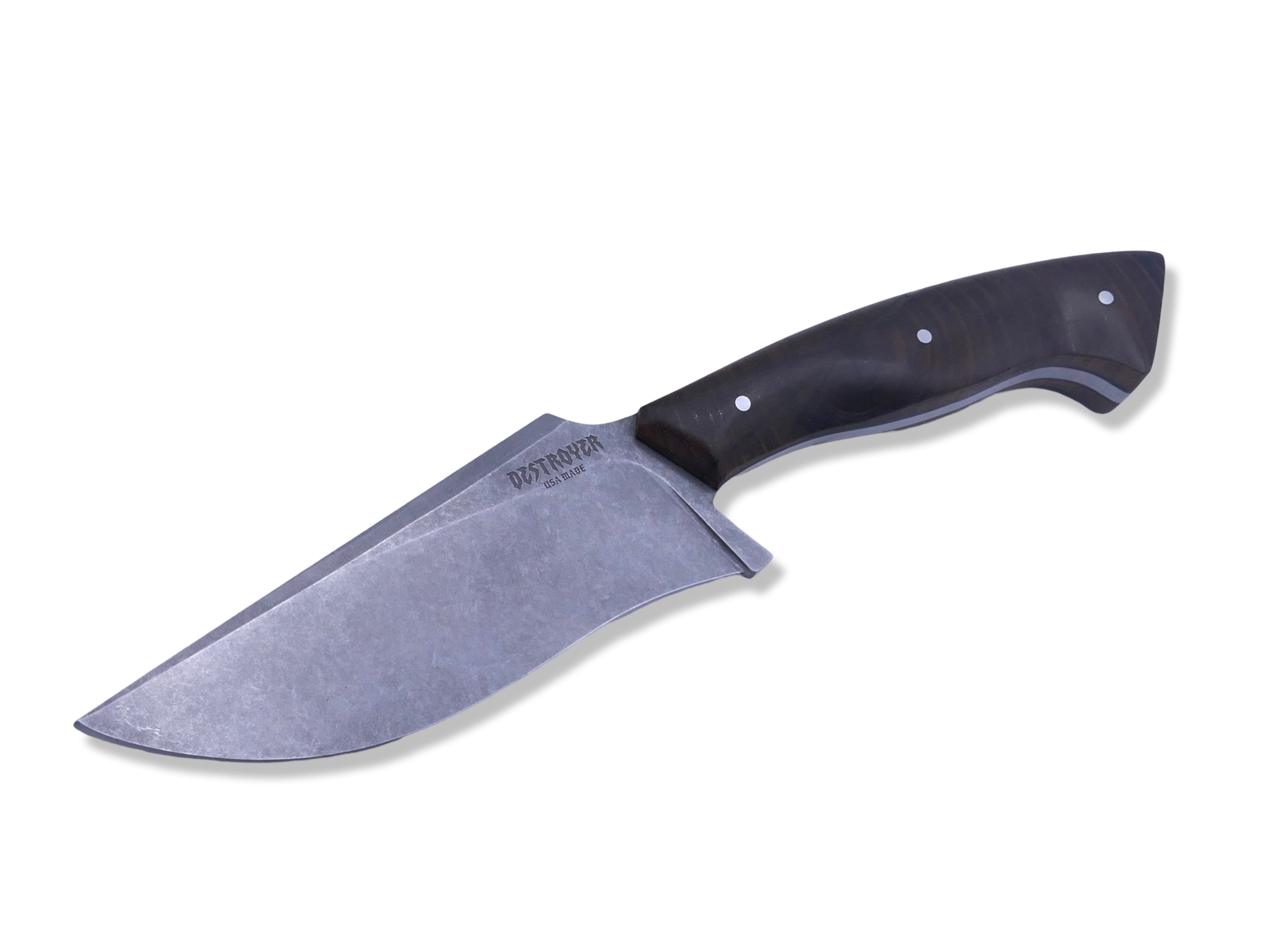 Destroyer - Stonewash / Zelkova Handle / Black G-10 Liner