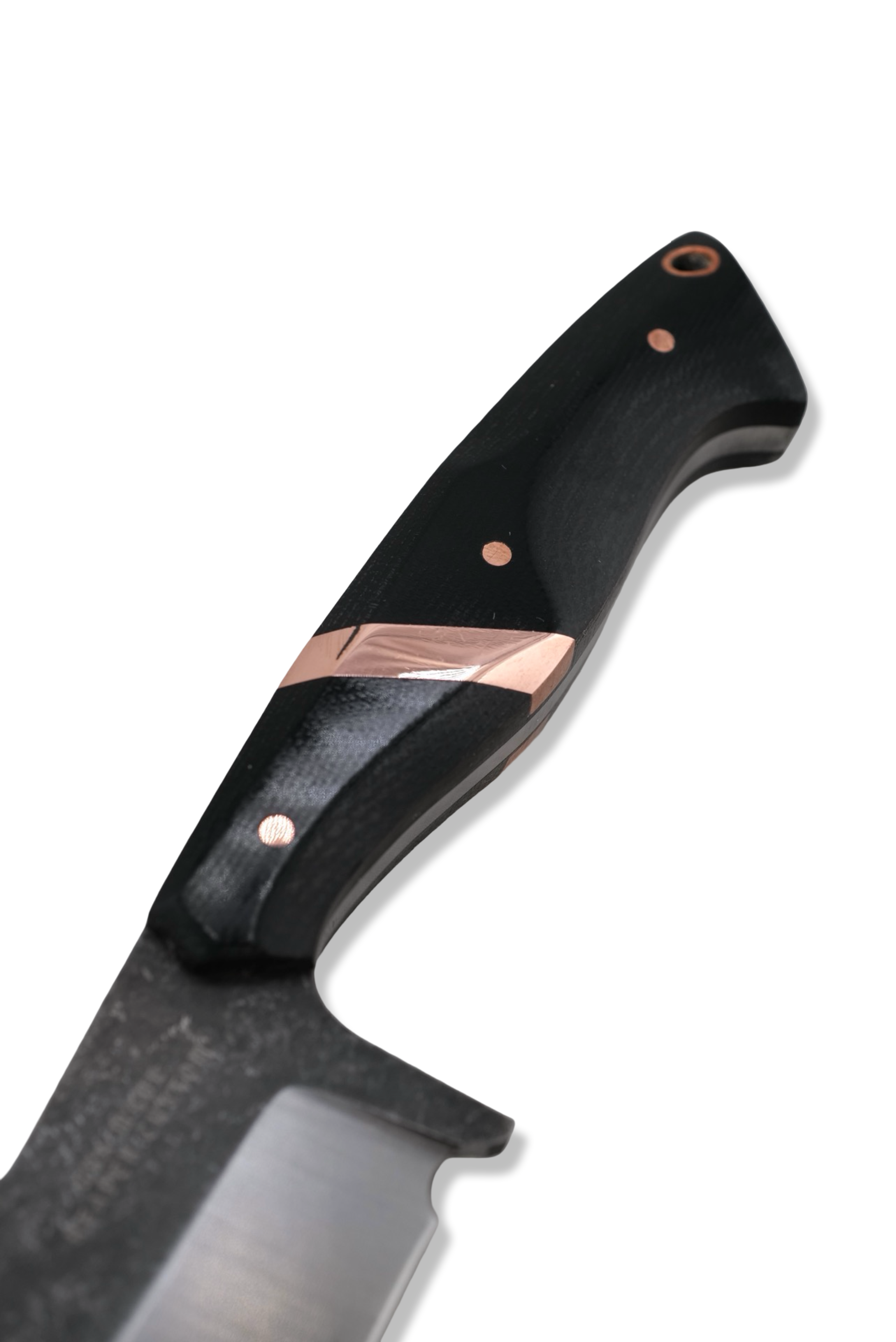 Reaper Custom 1 of 1 - Stonewash Flats + Satin Bevel / Black Micarta Handle / XL Copper Inlay / Copper Hardware / Sheath Included