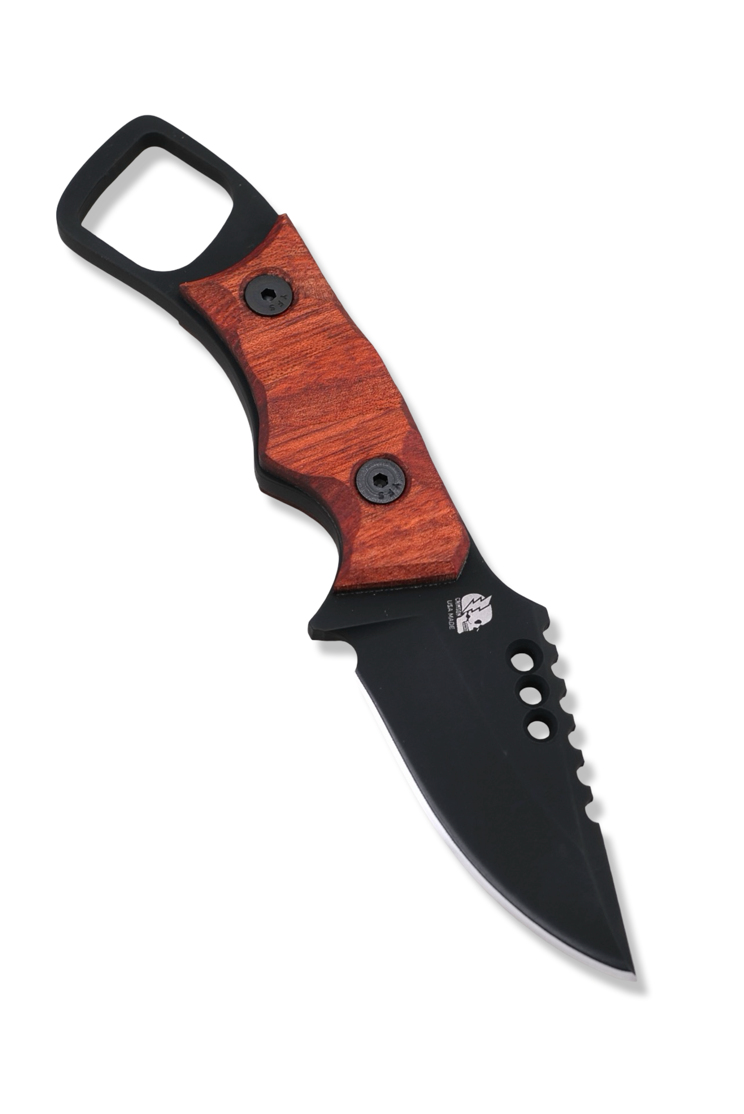 RPM Iron Wolf Custom 1/1 - Black Cerakote / Bloodwood Handle / Black Liner / Leather Sheath Included