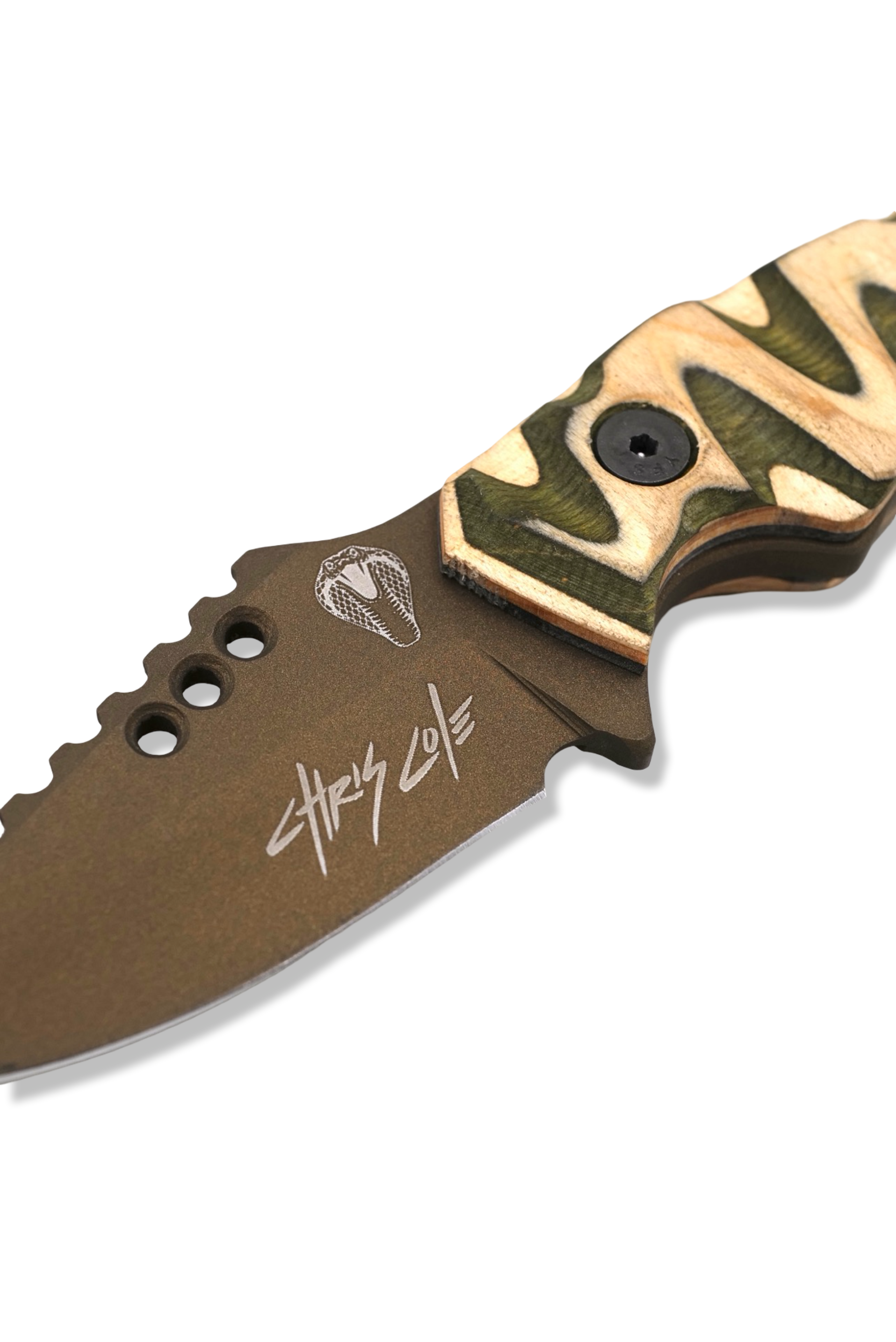 RPM Iron Wolf “ CHRIS COLE EDITION “ ROSE LOGO 1 OF 1 - Burnt Bronze Cerakote / Chris Cole Skateboard Handle / Leather Sheath Included