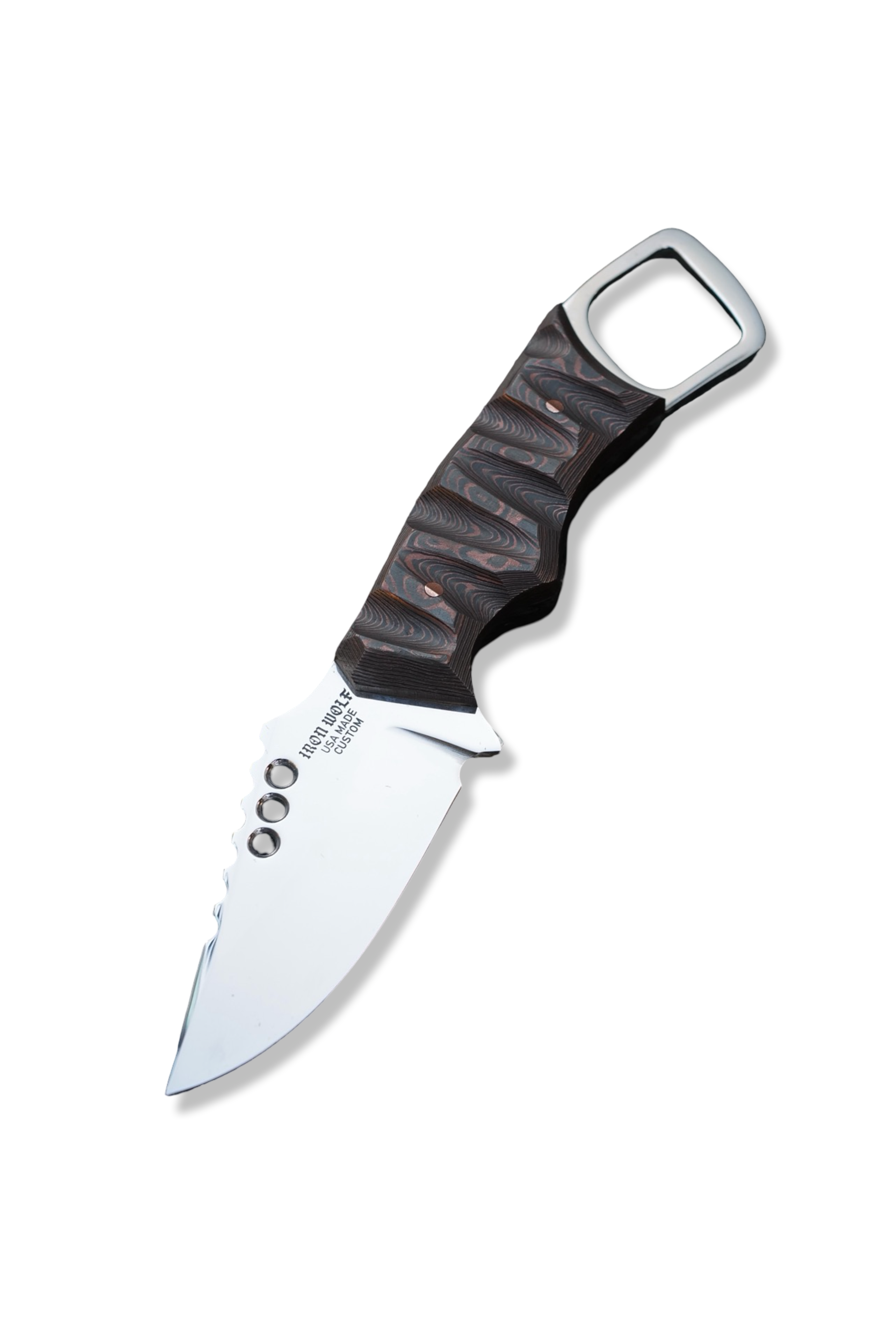 CUSTOM RPM Iron Wolf - Mirror Polish / Fat Carbon Handle / Copper Pins - USA Made Stealth Bomber Sheath included