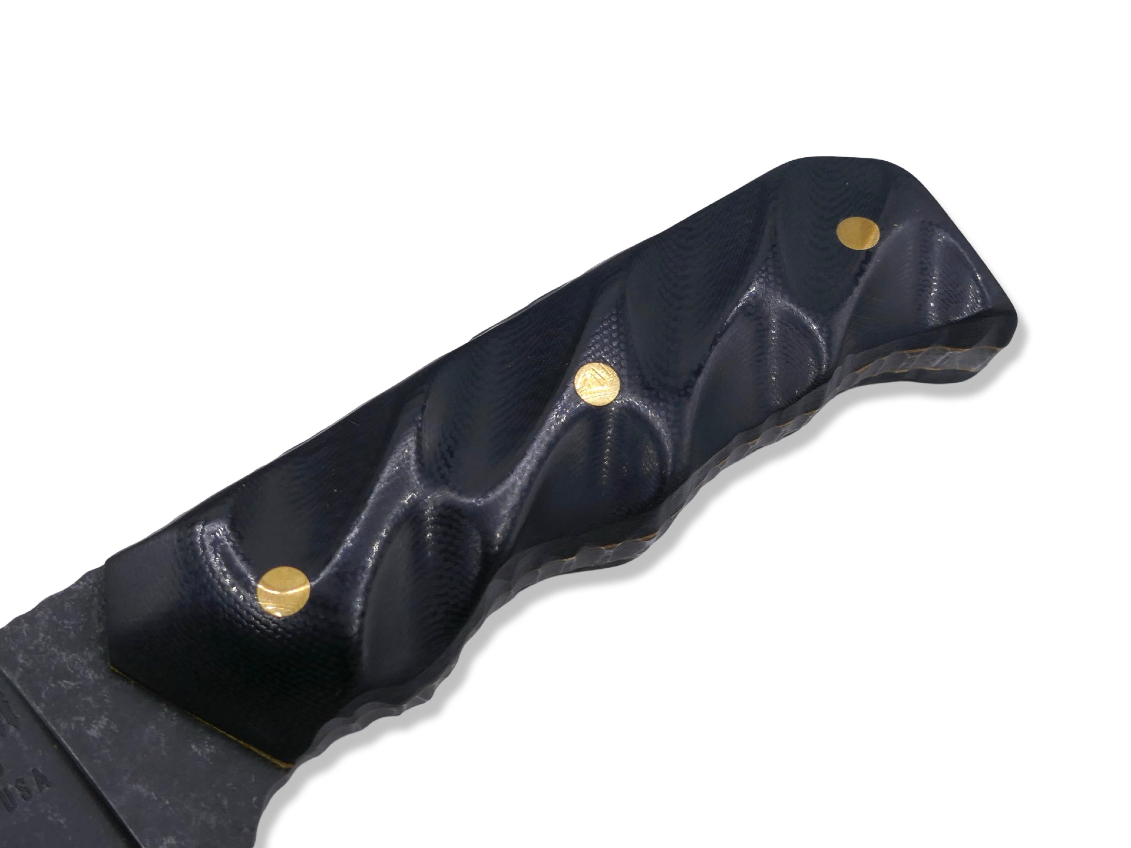 Slayer - Dark Stonewash / Black G-10 / Brass Liners / Full Spine Textured