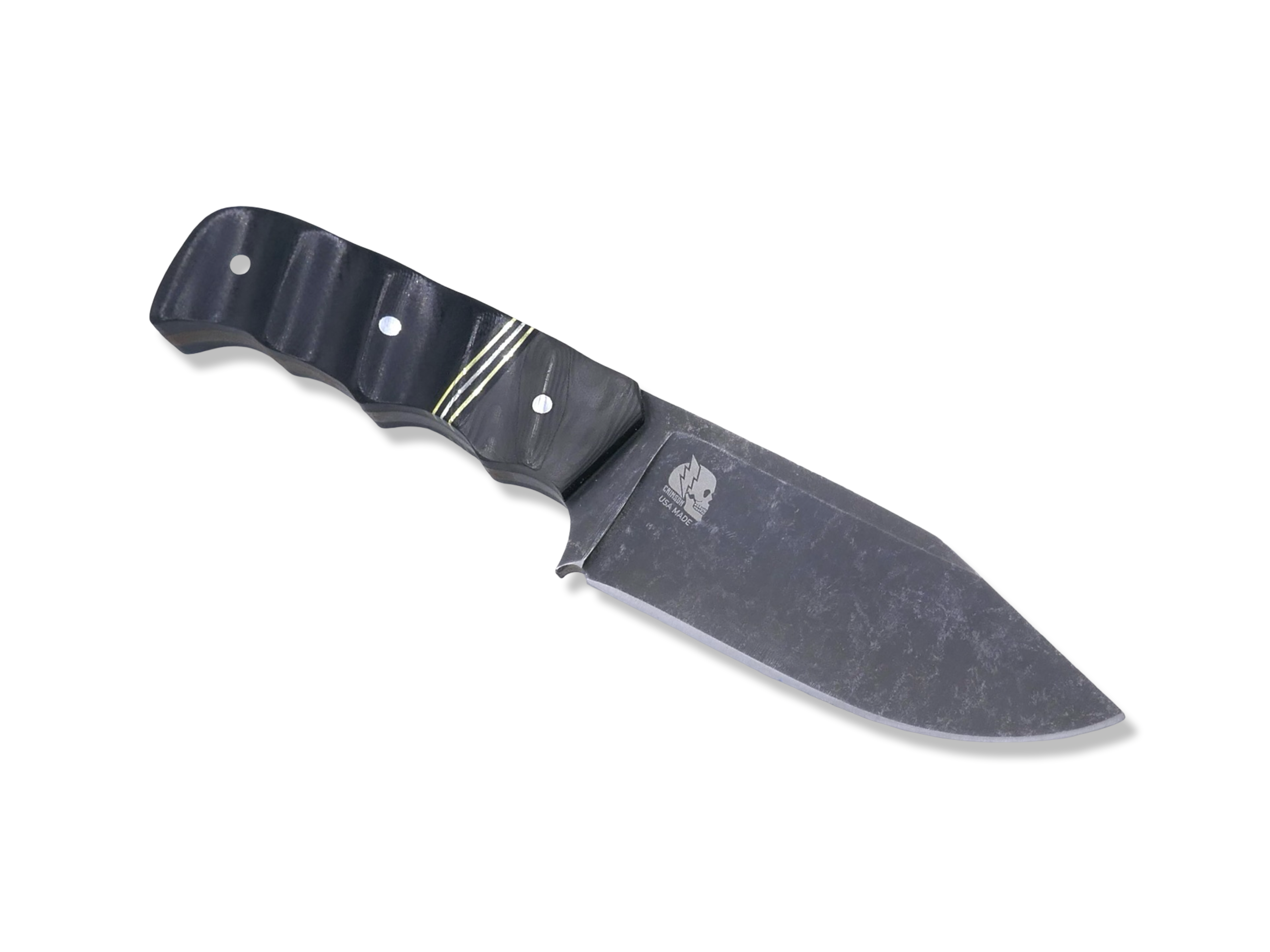 Slayer Mini Hollow Grind Custom - Dark Stonewash / Camo Carbon + Nickel and Brass Split / Black G-10 Handle