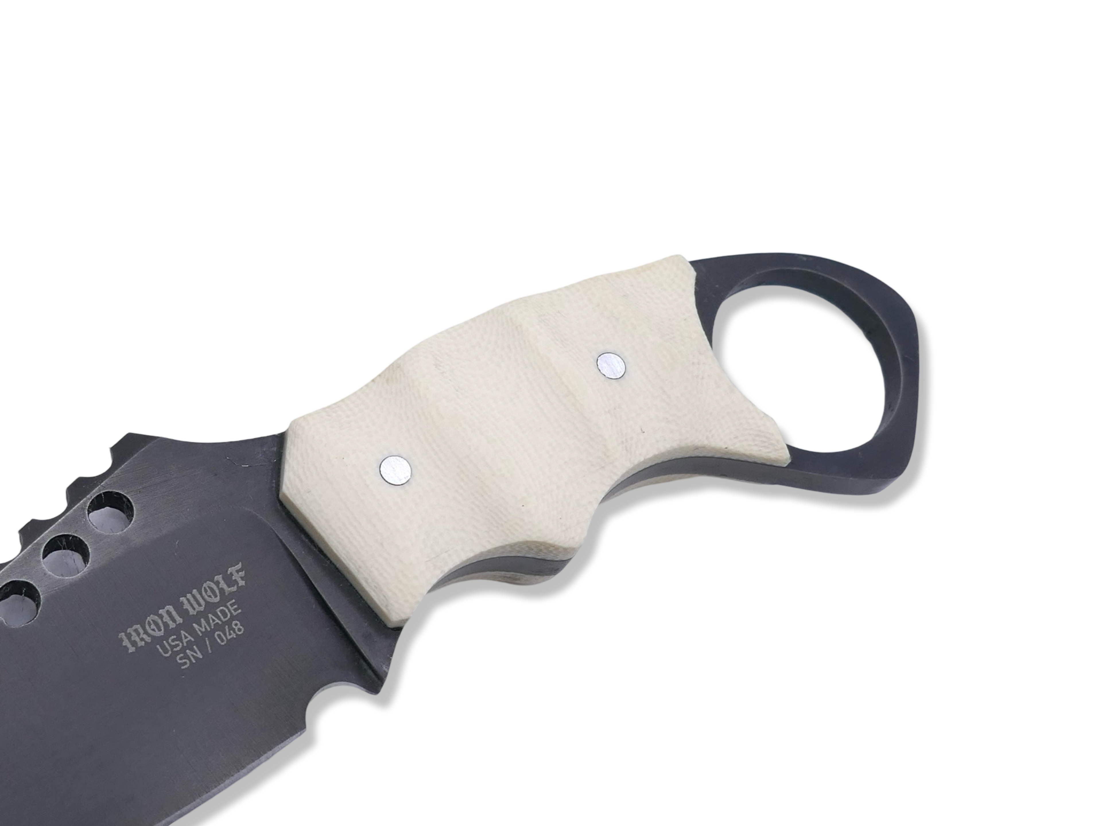 IRON WOLF - Black Ops / Ivory G-10 Handle - Sheath included
