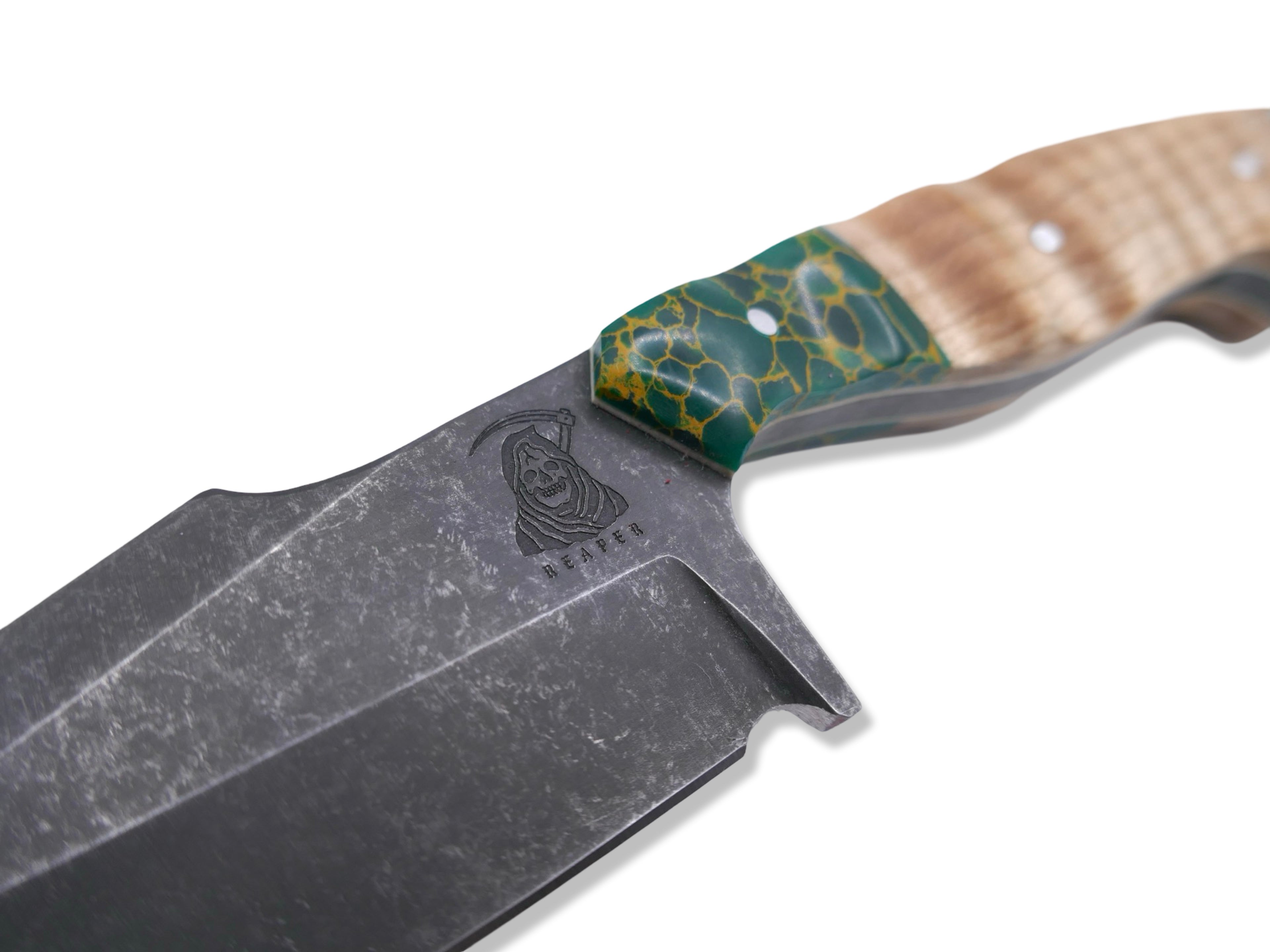 Reaper Custom 1 of 1 - Harpoon Grind / Dark Stonewash / Tru Stone + Maple Handle
