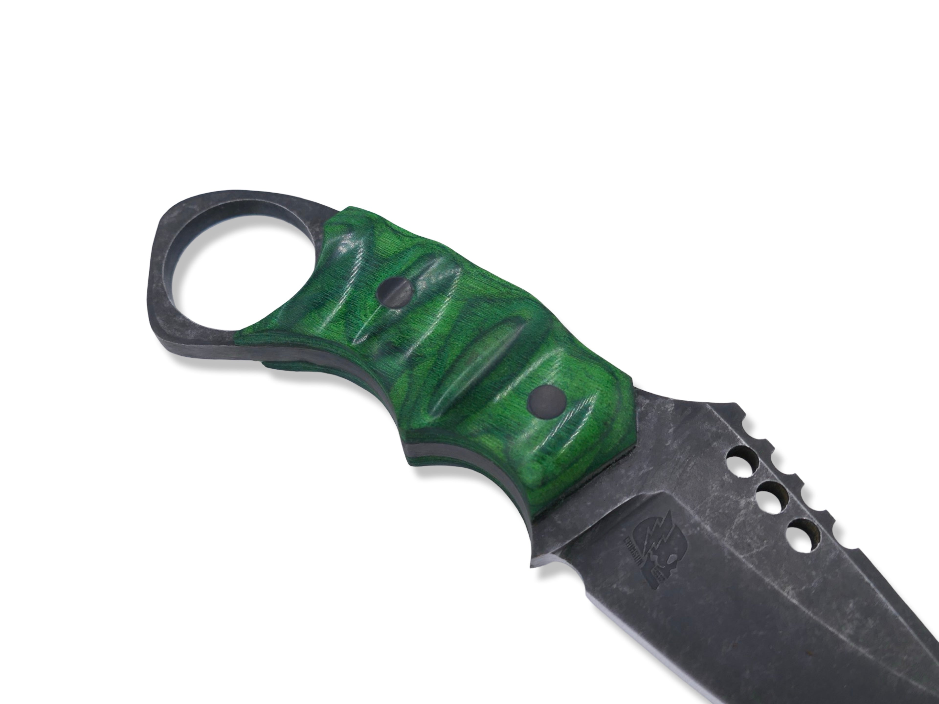 IRON WOLF - Dark Stonewash / Green Dymalux Handle