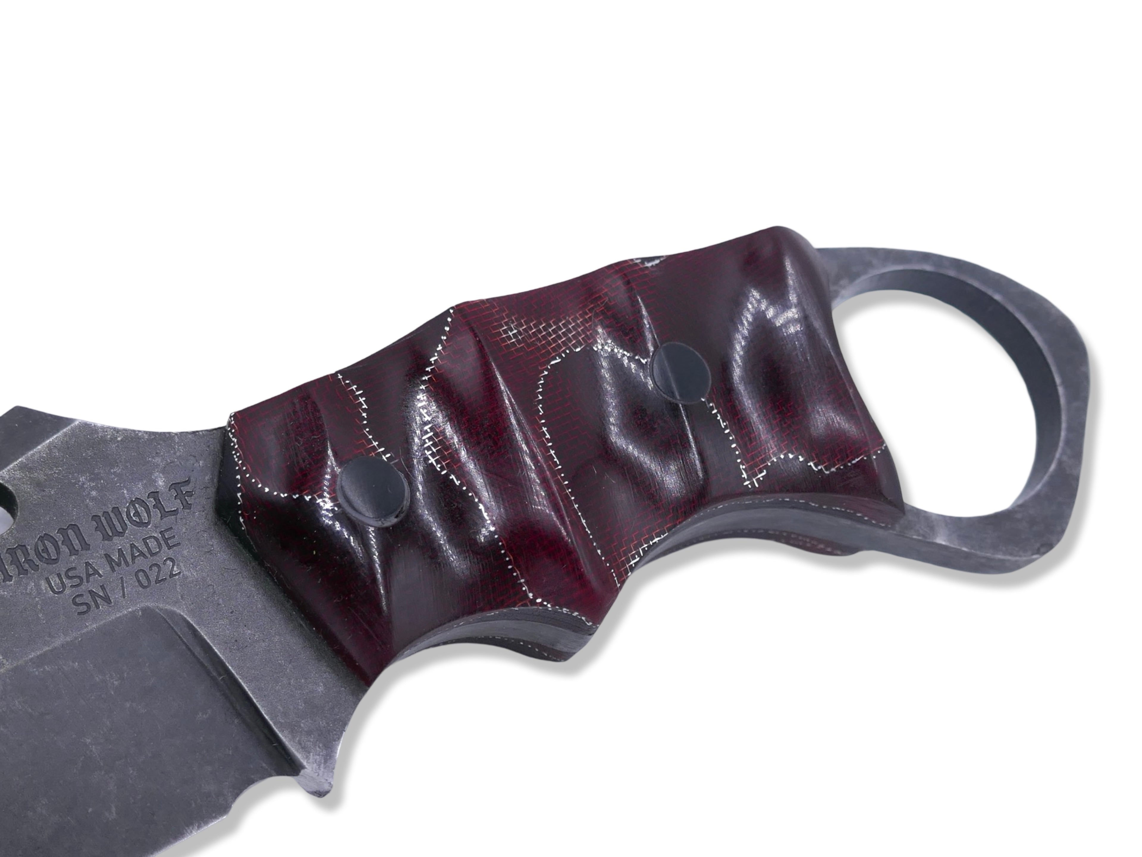 IRON WOLF - Dark Stonewash / Red Raffir Handle