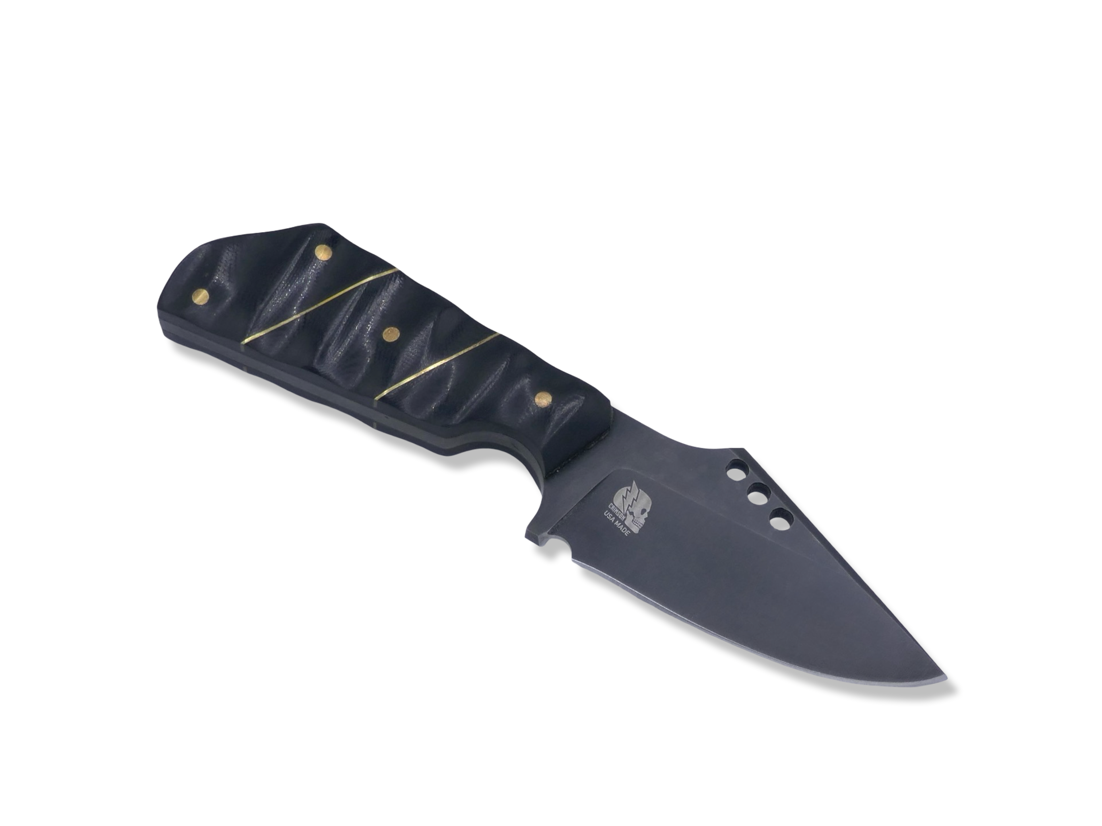 The Duke Custom 1 of 1 - Tungsten Finish / Black G-10 / Brass Splits / Black G-10 Liner - SHEATH INCLUDED