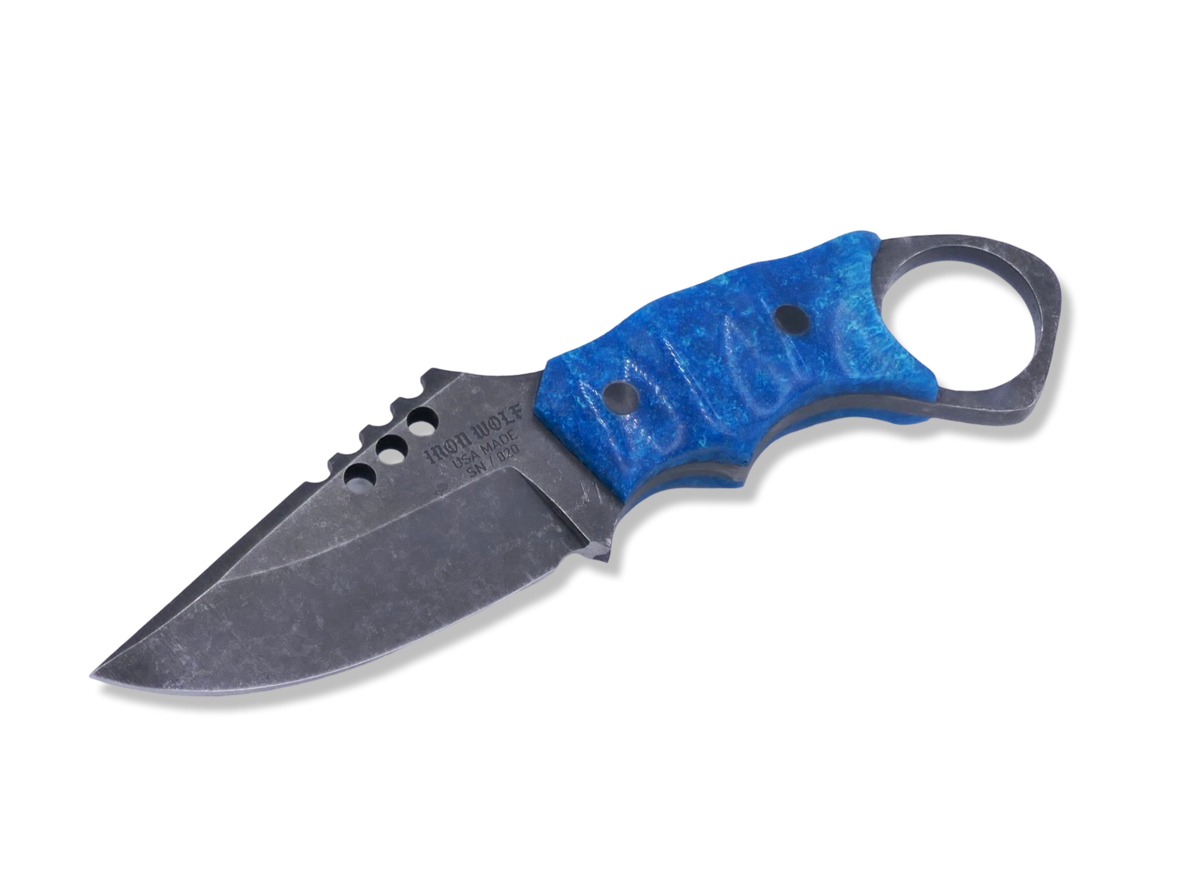 IRON WOLF - Dark Stonewash / Blue Composite Handle