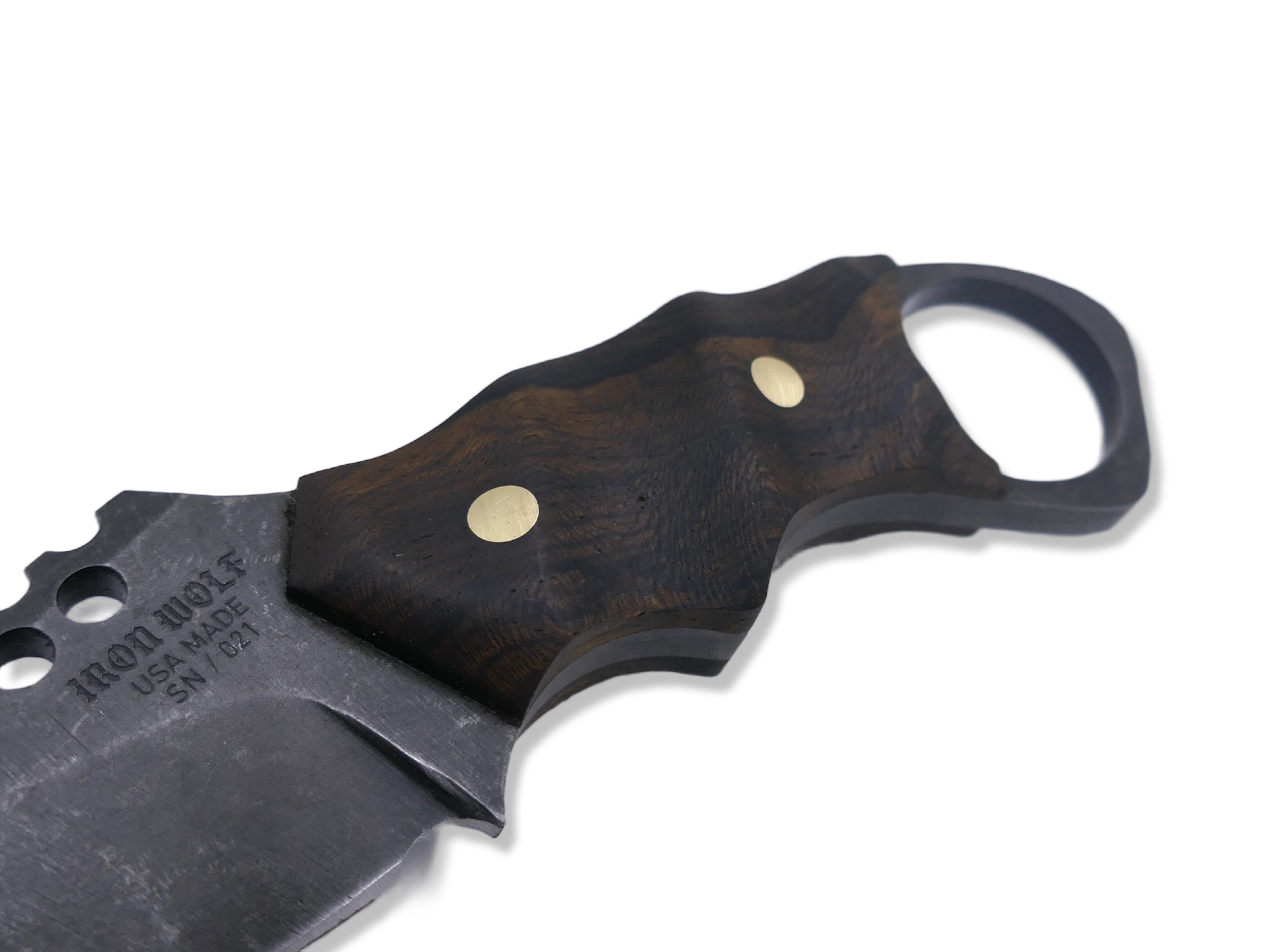 IRON WOLF - Dark Stonewash / Ziricote Handle / Brass Pins