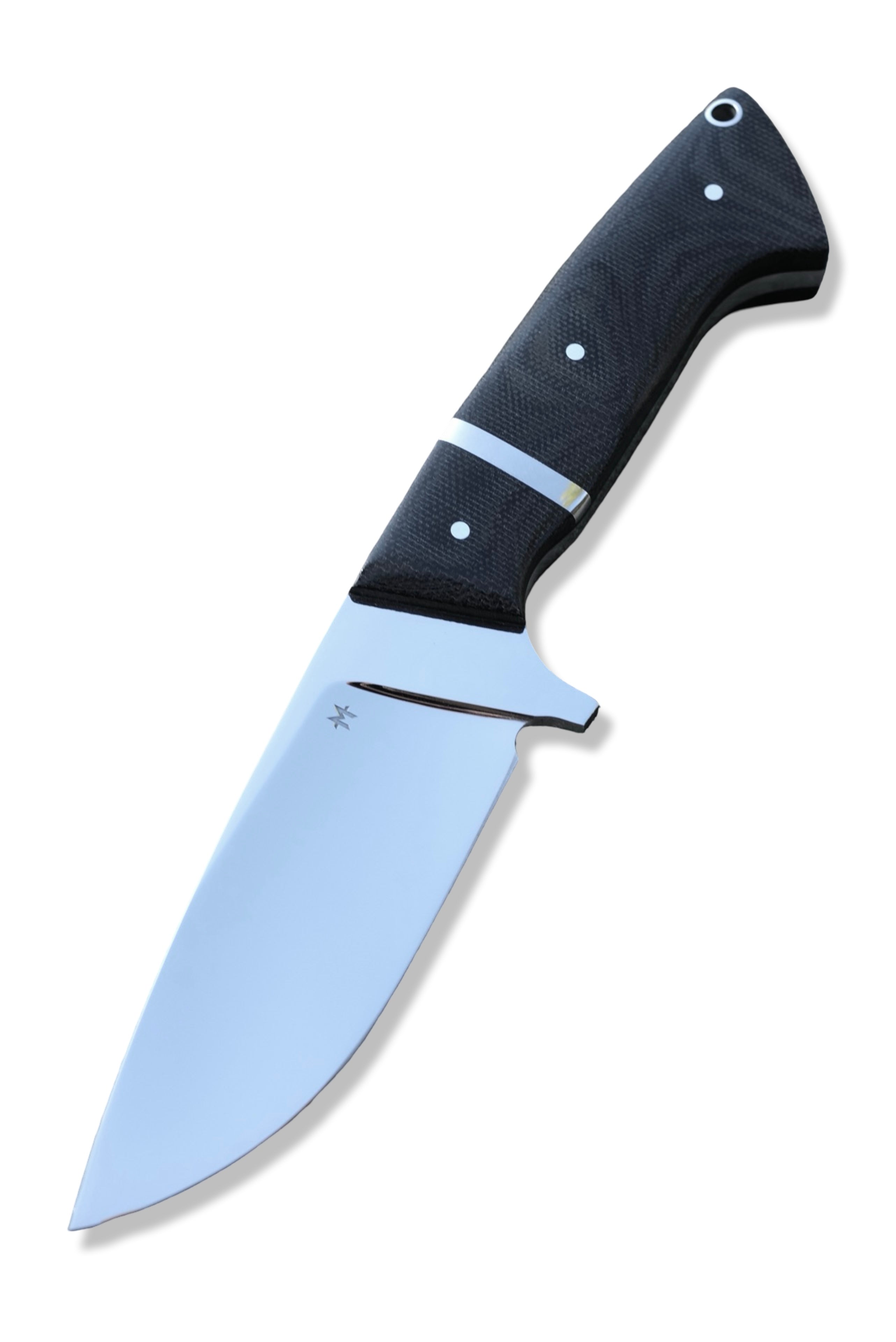 Pro Hunter Custom - Mirror Polish Hollow Grind / Black Micarta W/ Stainless Inlay