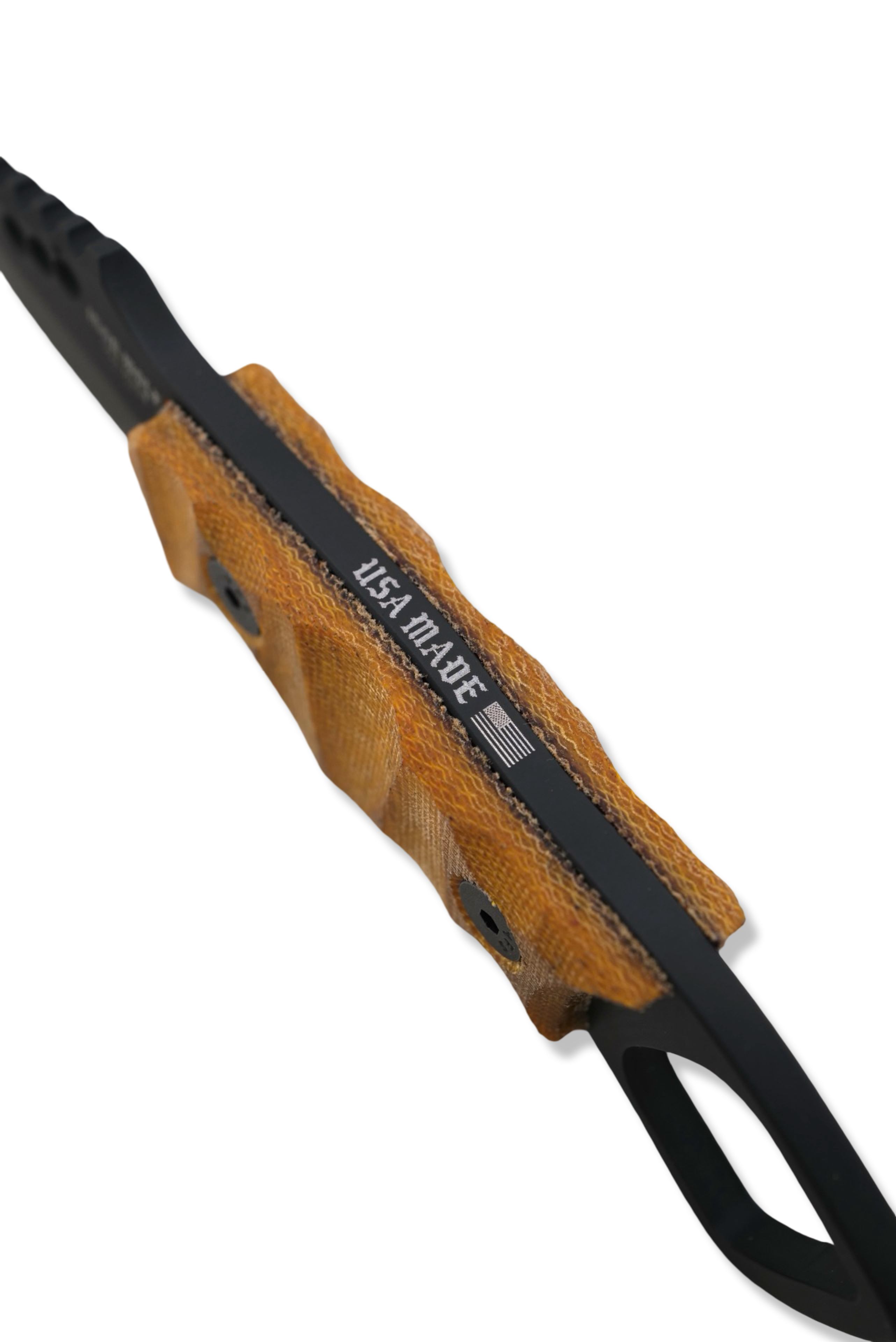 RPM Iron Wolf Custom 1/1 - Black Cerakote / Vintage Westinghouse Butterscotch Micarta / Leather Sheath Included