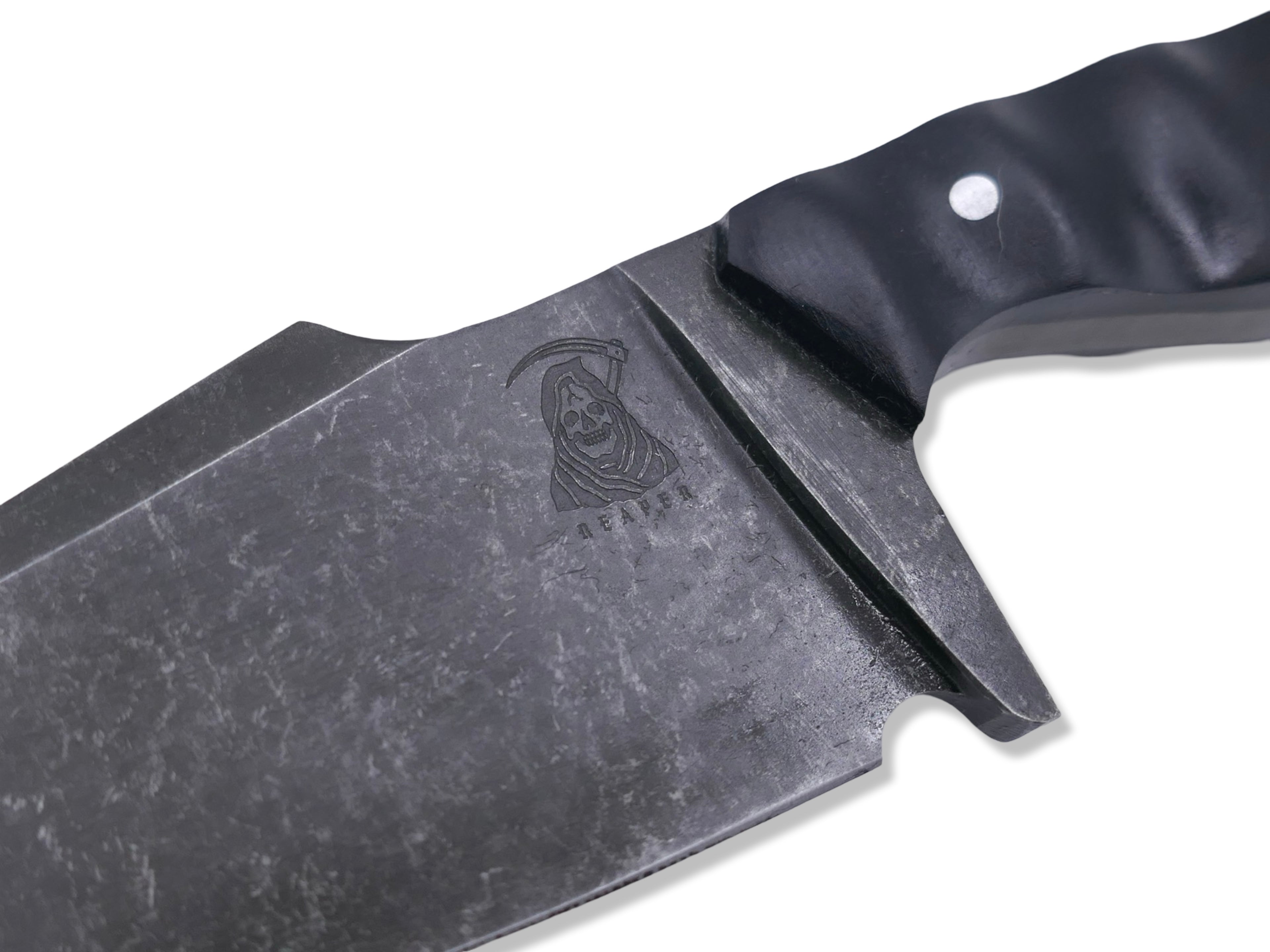 Reaper Custom 1 of 1 - Dark Stonewash Hollow Grind / Black G-10 + Camo Carbon Handle
