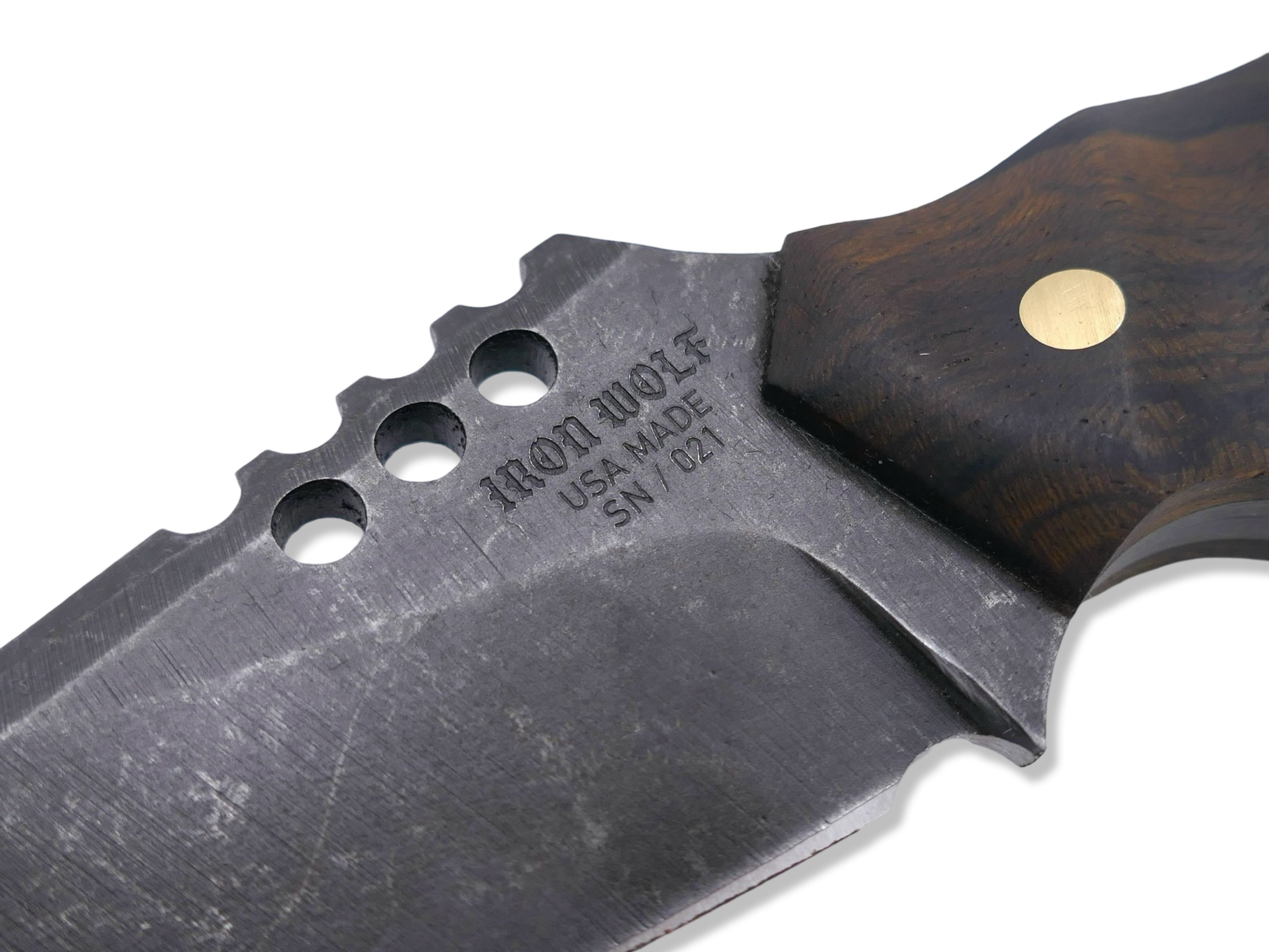 IRON WOLF - Dark Stonewash / Ziricote Handle / Brass Pins