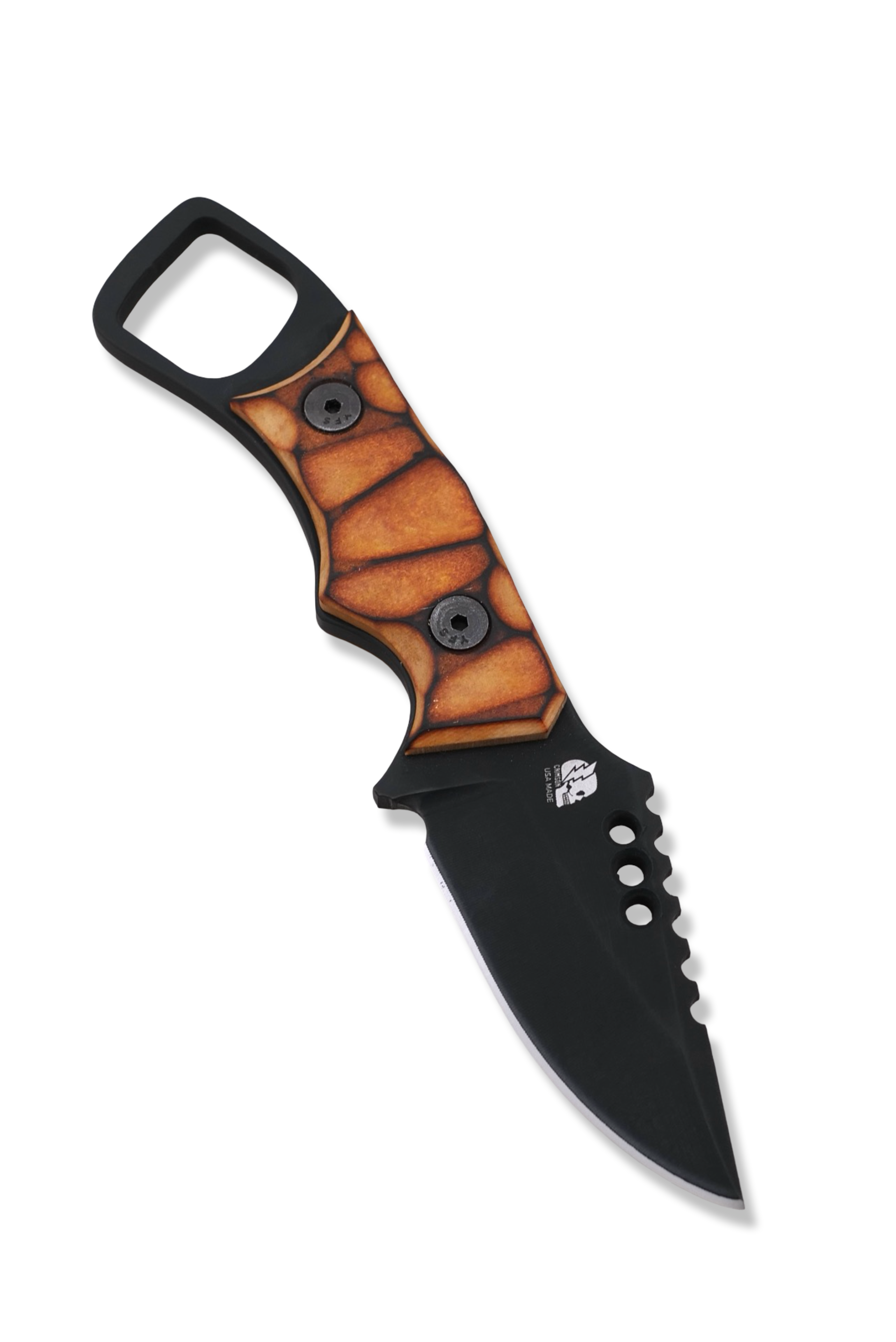 RPM Iron Wolf Torched Edition- Black Cerakote / Torched Richlite Handle / Leather Sheath Included
