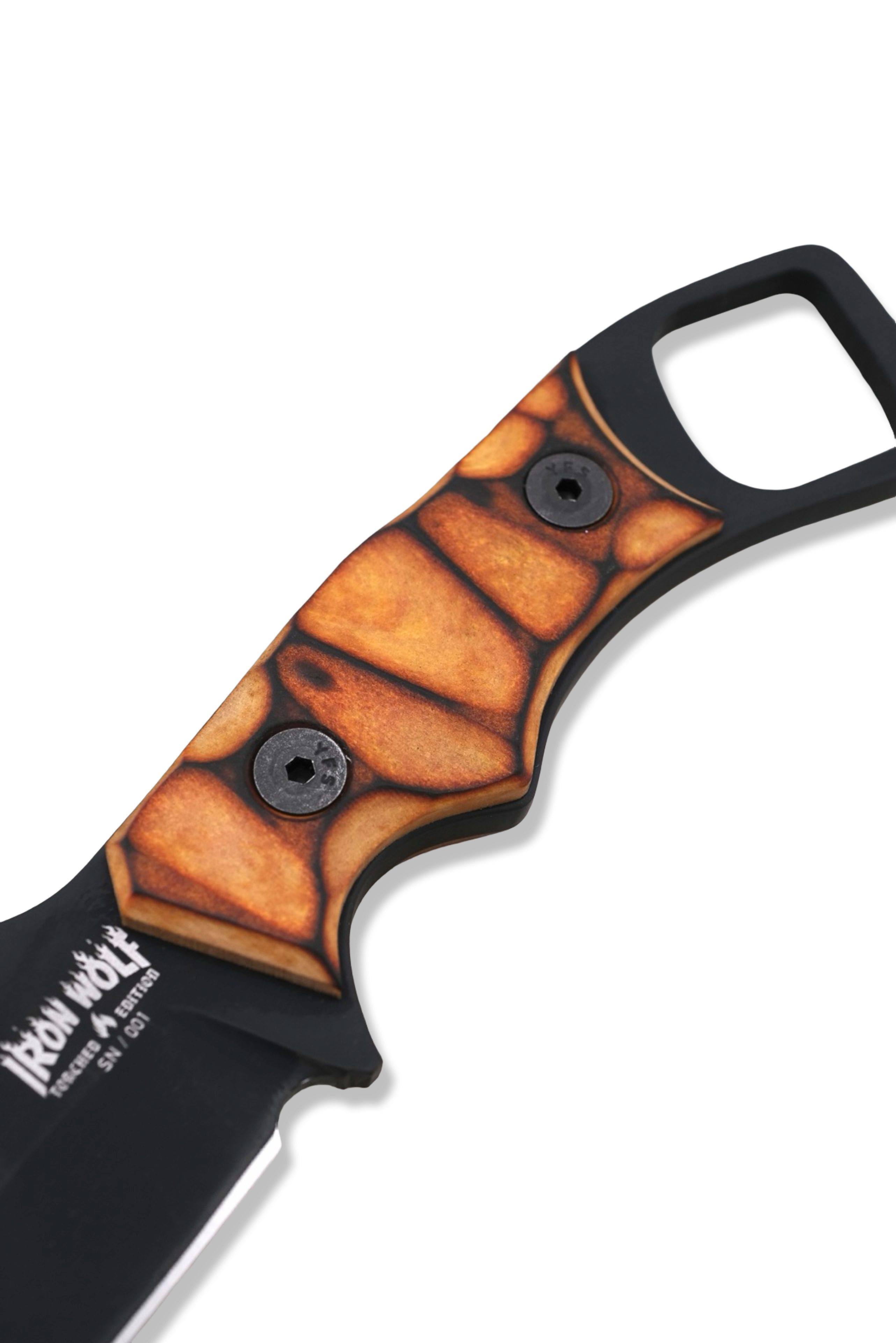 RPM Iron Wolf Torched Edition- Black Cerakote / Torched Richlite Handle / Leather Sheath Included