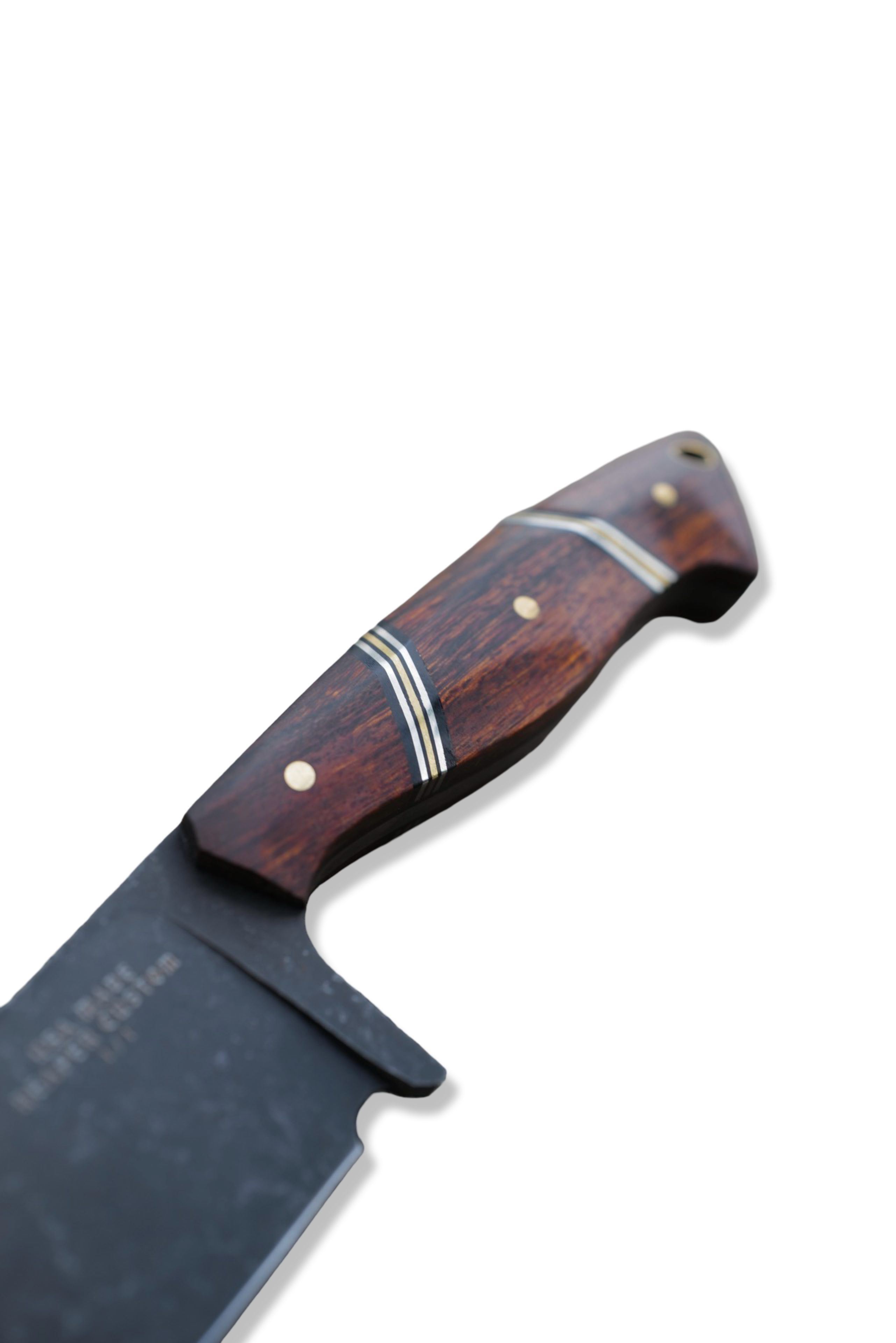 Reaper Custom 1 of 1 - Dark Stonewash / Iron Wood Handle / Dual Nickel + Brass Splits / Brass Hardware / Sheath Included