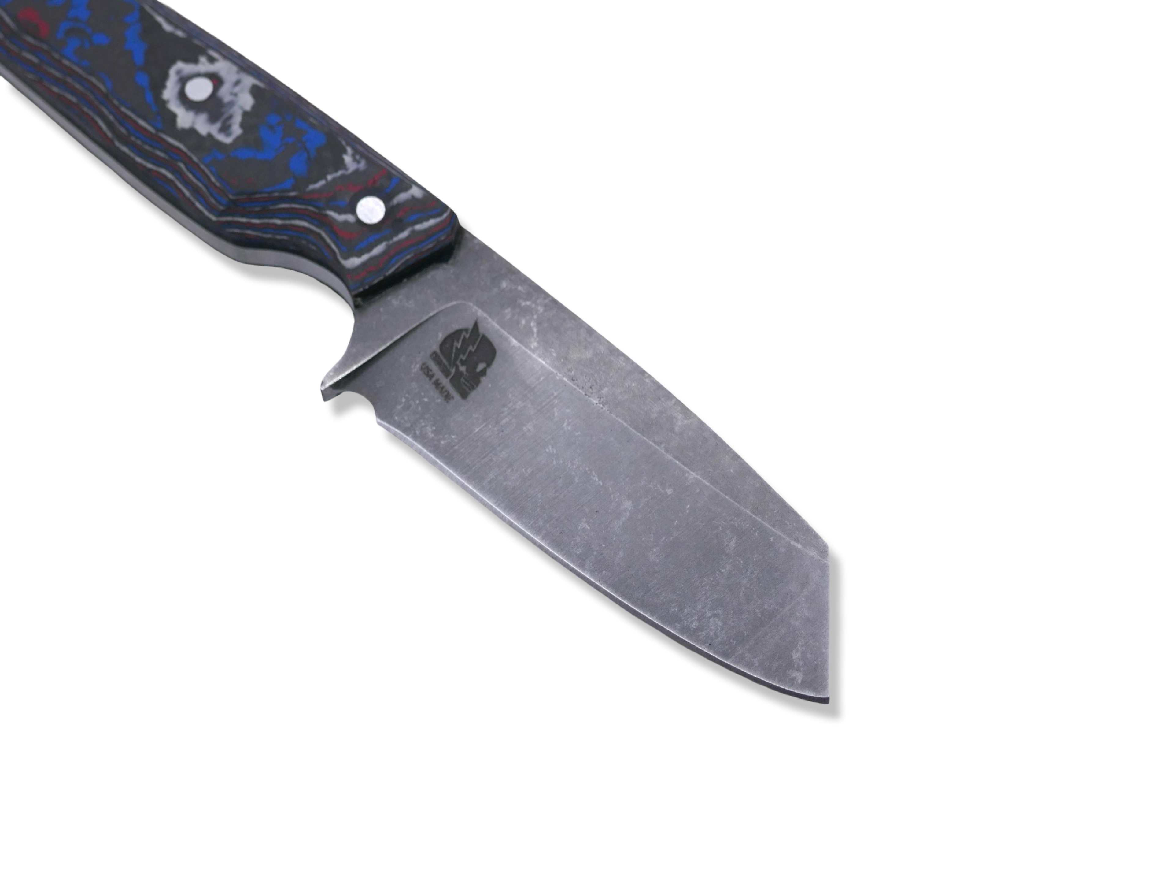 Roach 1 of 1 Custom Stainless - Light Stonewash / America Camo Carbon / Black G-10 Liner / SHEATH INCLUDED