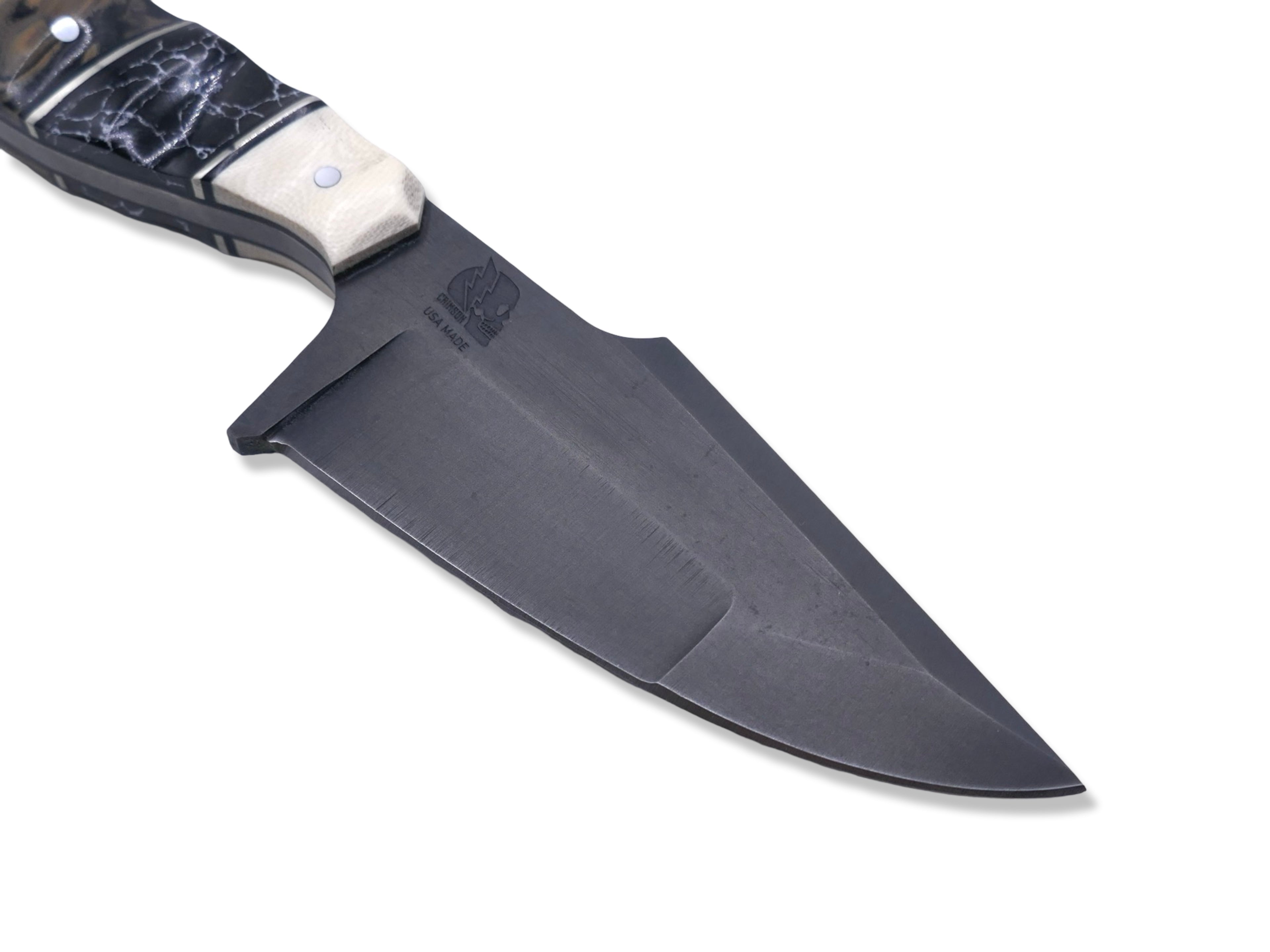 Reaper Custom 1 of 1 - Compound Grind / Tungsten Finish / Ivory G-10 / Nickel Splits/ Tru Stone Inlay / G-10 Burl