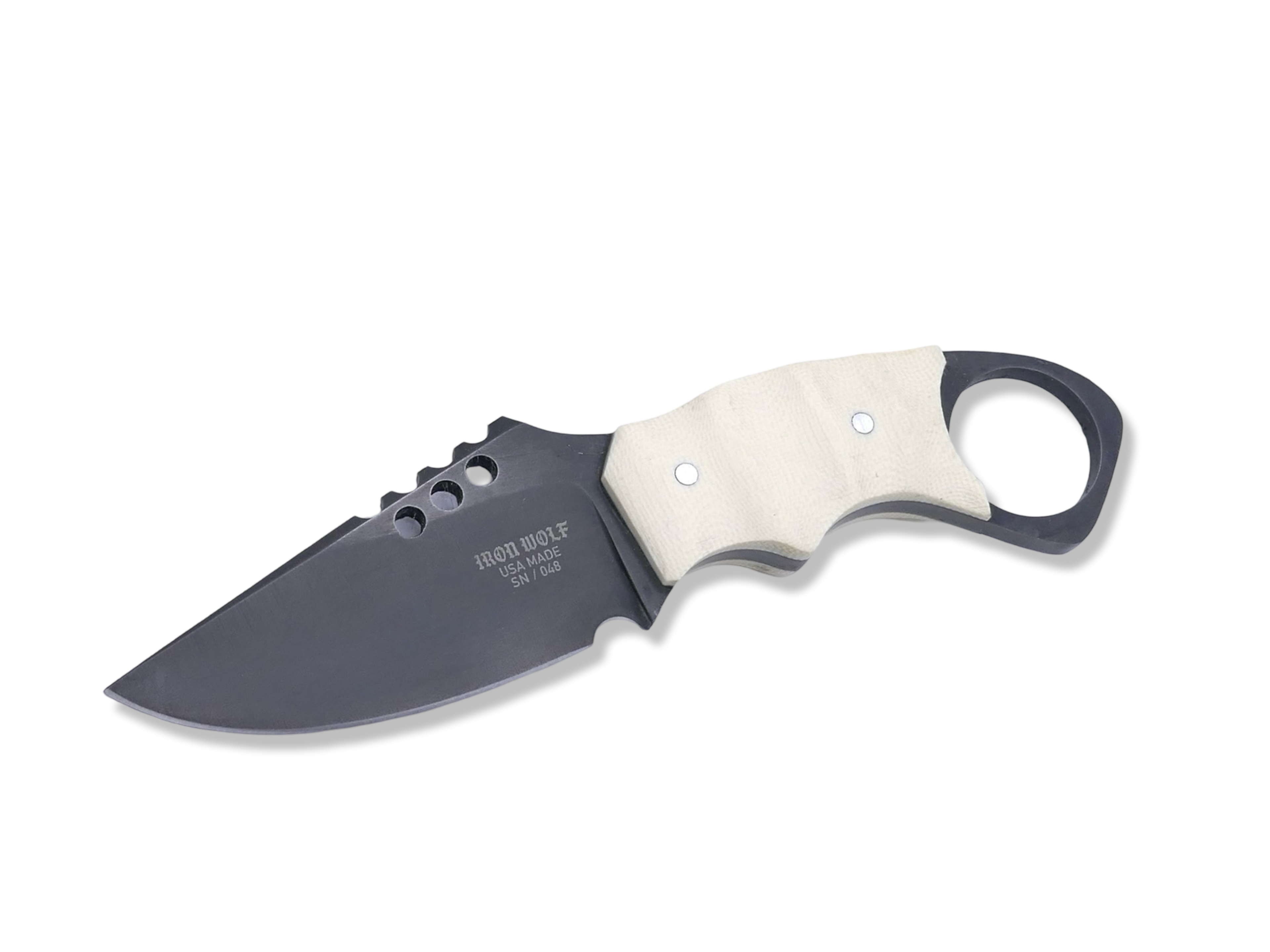 IRON WOLF - Black Ops / Ivory G-10 Handle - Sheath included