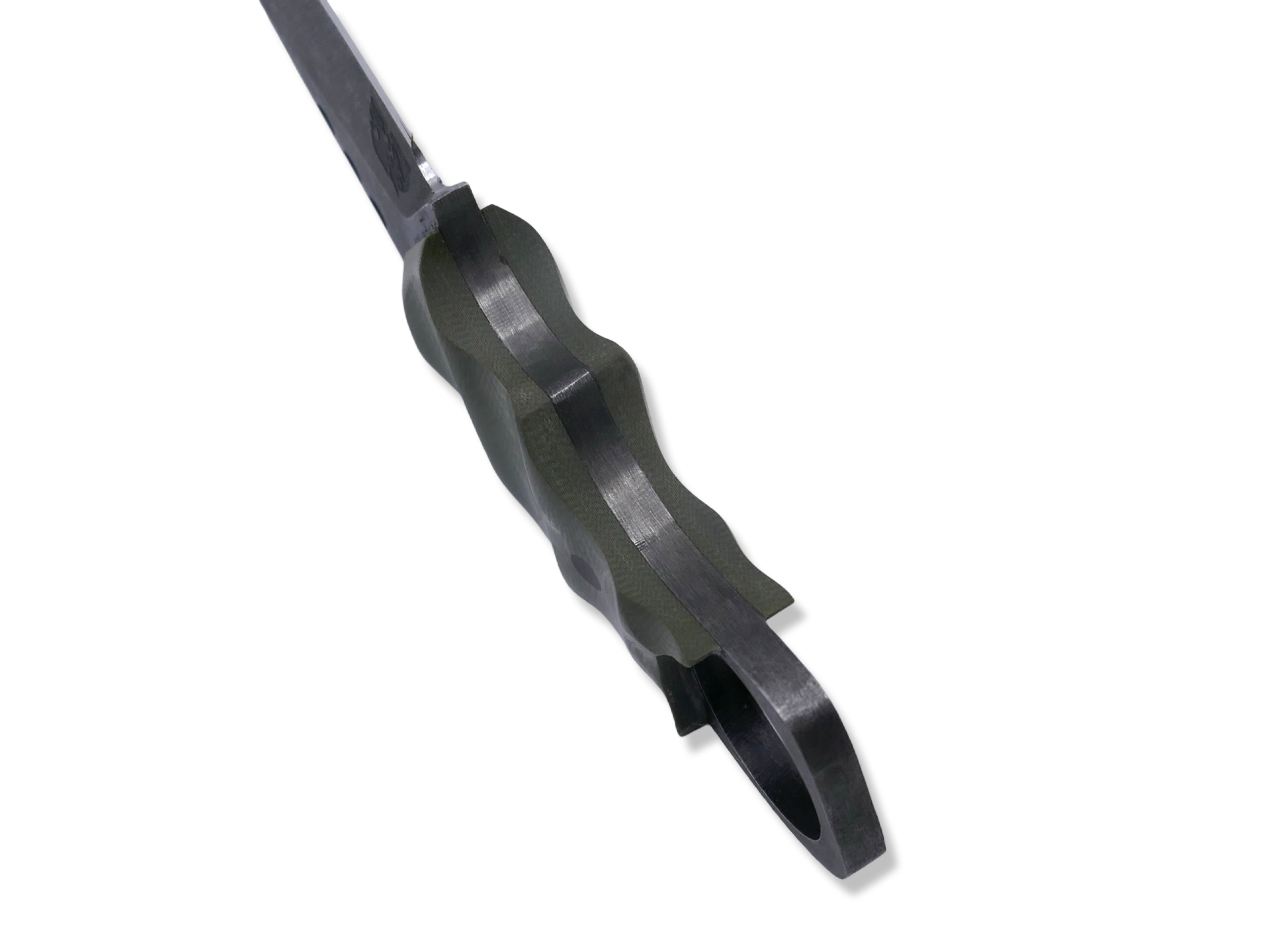 IRON WOLF - Dark Stonewash / OD Green G-10 / Carbon Fiber Pins