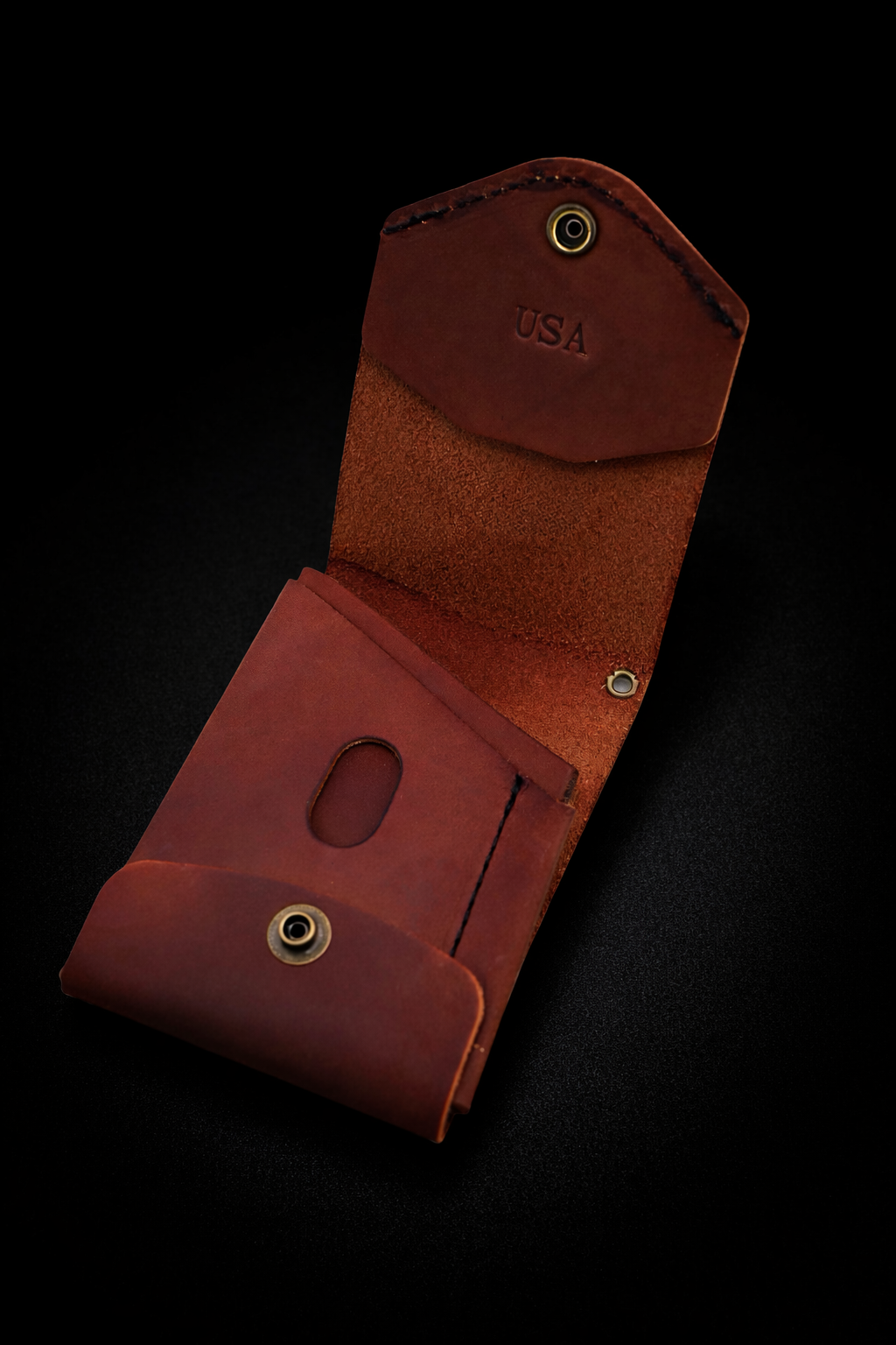 Crimson Blood Rider Wallet - Handmade Small Batch Leather Wallet