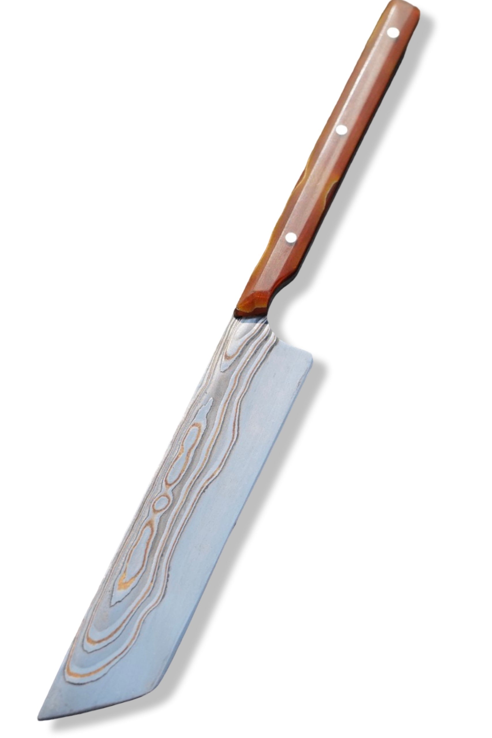 Straight Razor Custom - Coppermai Damascus / Hollow Grind / Raffir Handle /