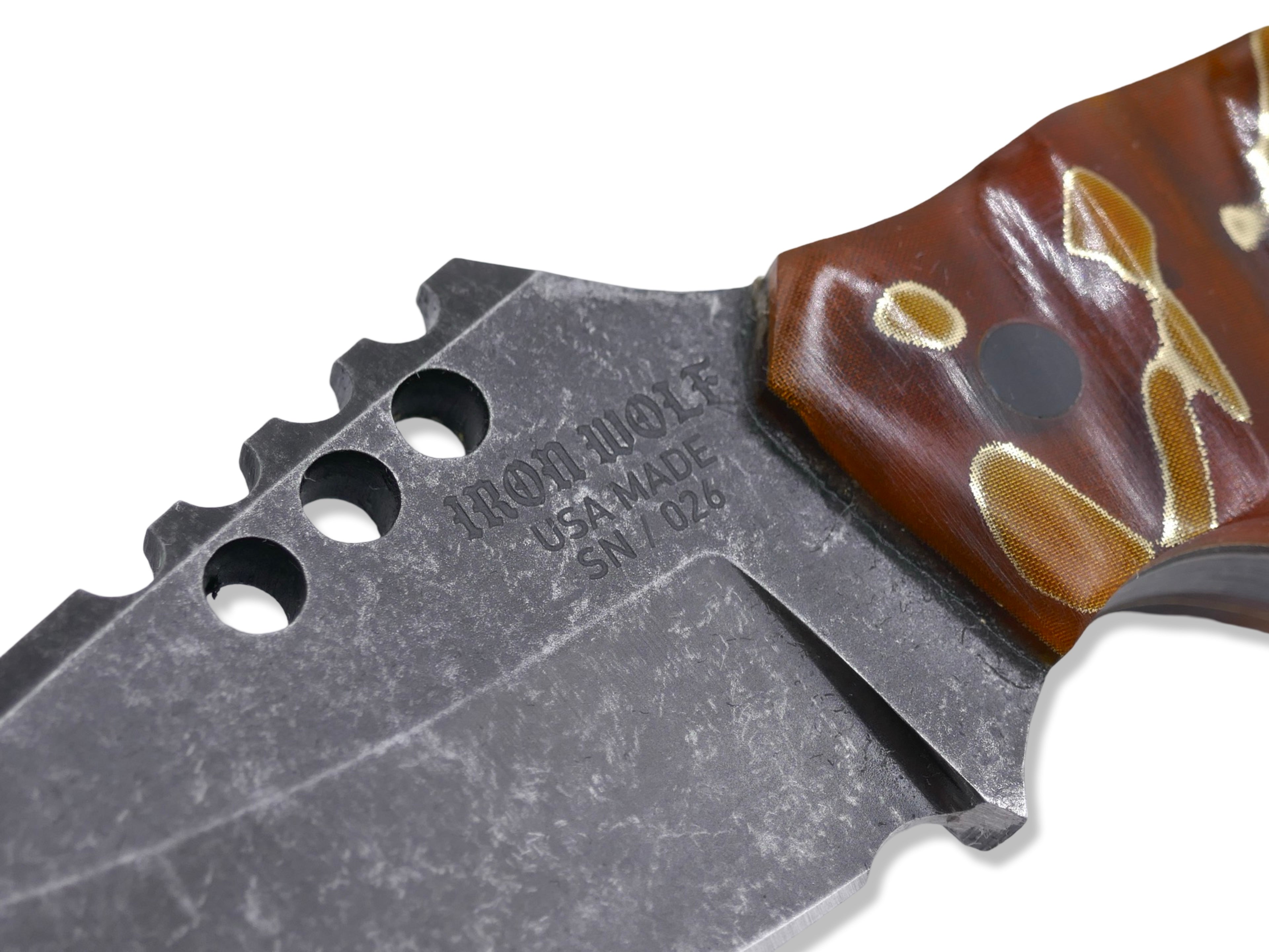 IRON WOLF - Dark Stonewash / Gold Raffir Handle