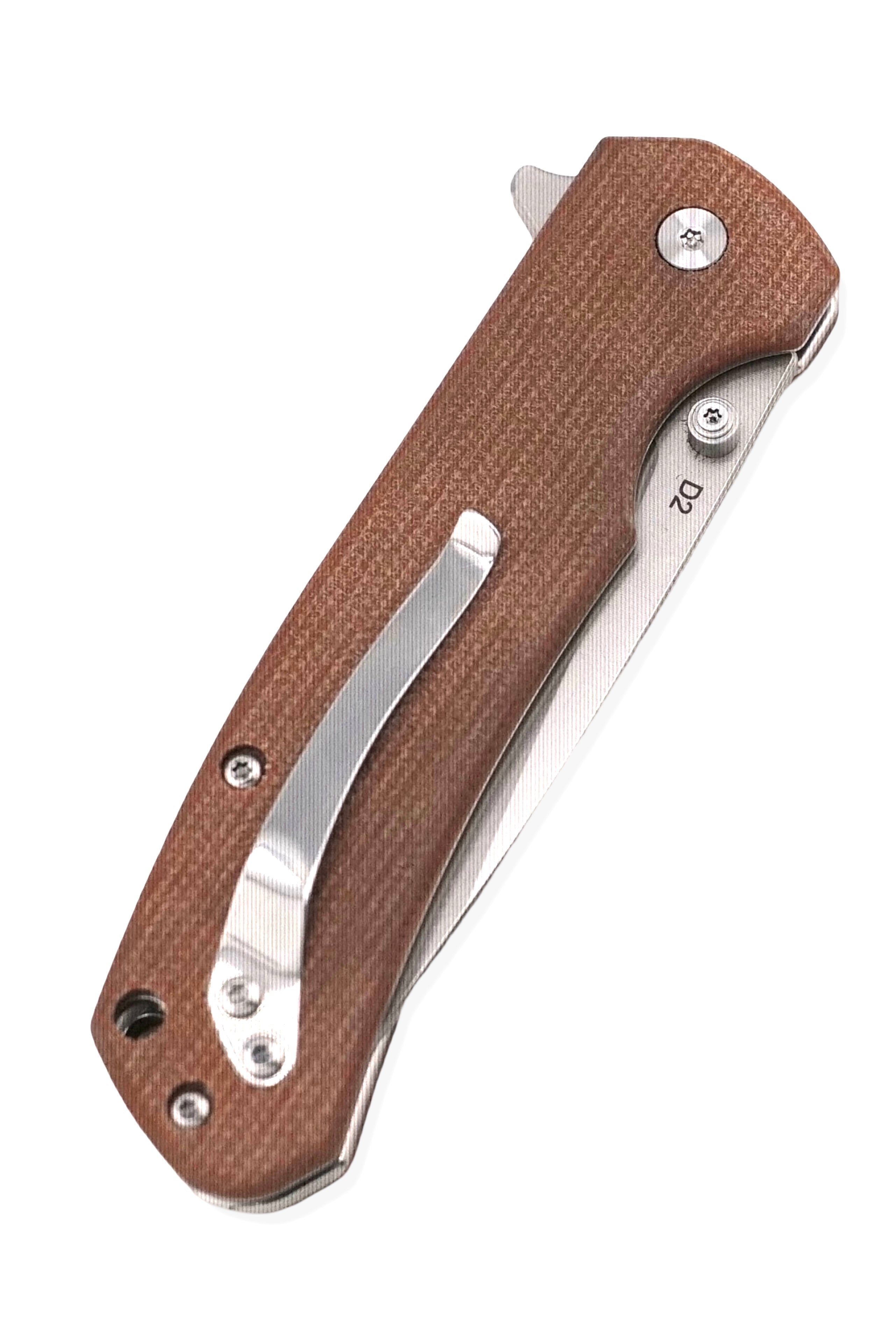 Q7 Flipper Folder - Tan Micarta Handle / Stonewash Blade