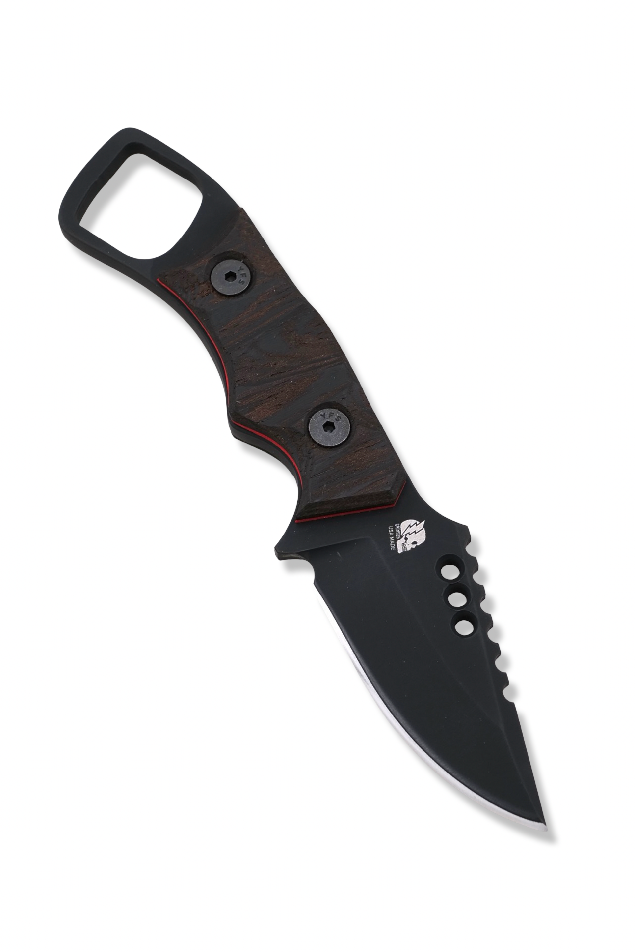 RPM Iron Wolf Custom 1/1 - Black Cerakote / Wenge Handle / Red Liner / Leather Sheath Included