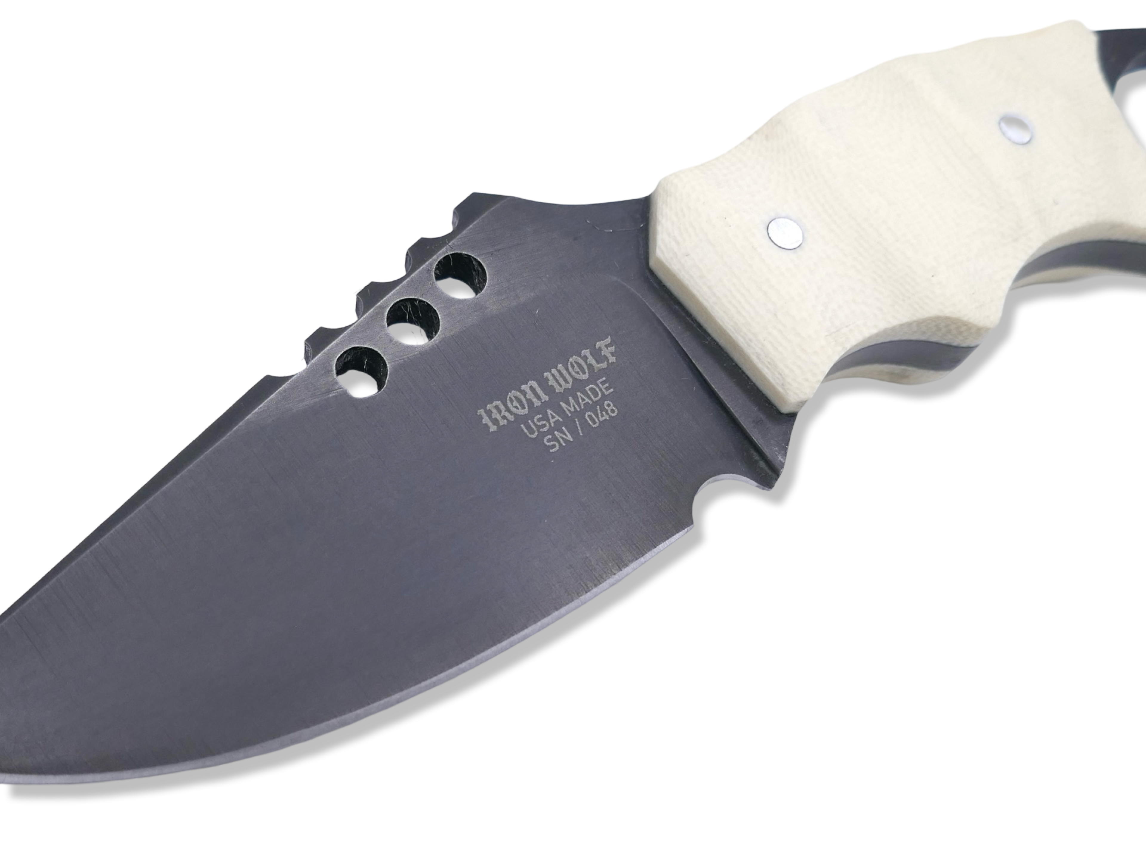 IRON WOLF - Black Ops / Ivory G-10 Handle - Sheath included