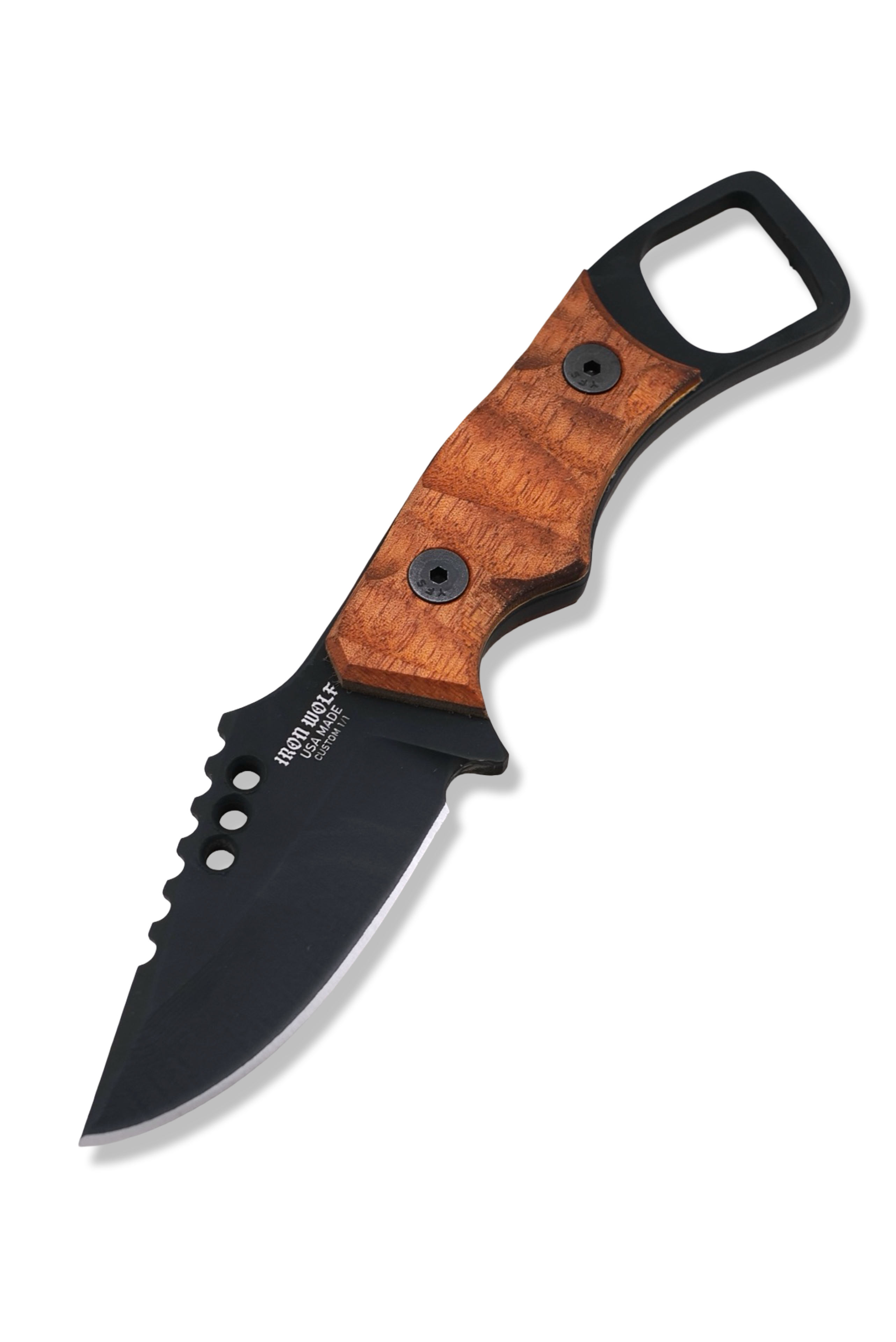 RPM Iron Wolf Custom 1/1 - Black Cerakote / Leopard Wood w/ Brass Liner / Leather Sheath Included