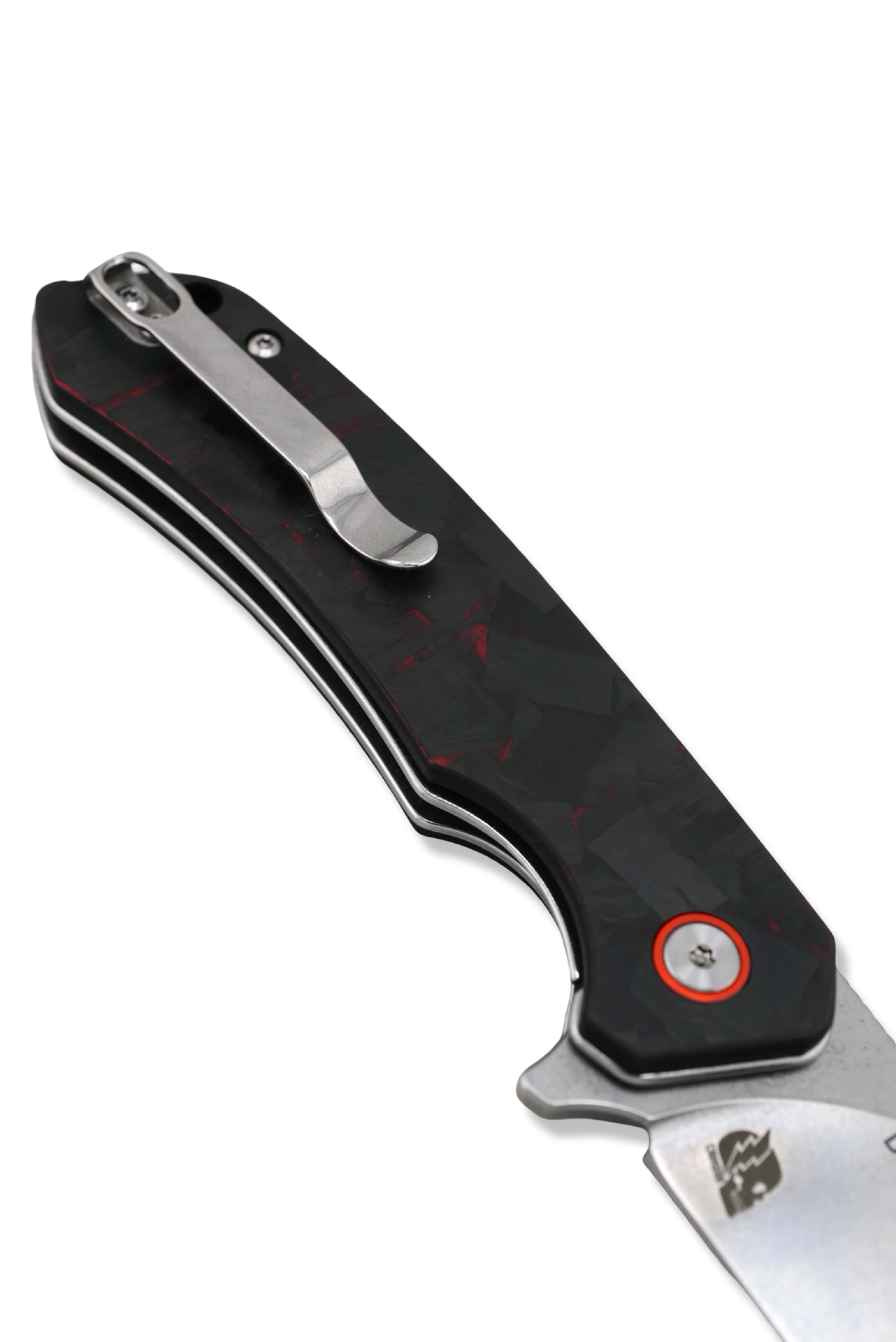 Copperhead Folder - Black / Red Carbon Fiber Handle / Stonewash