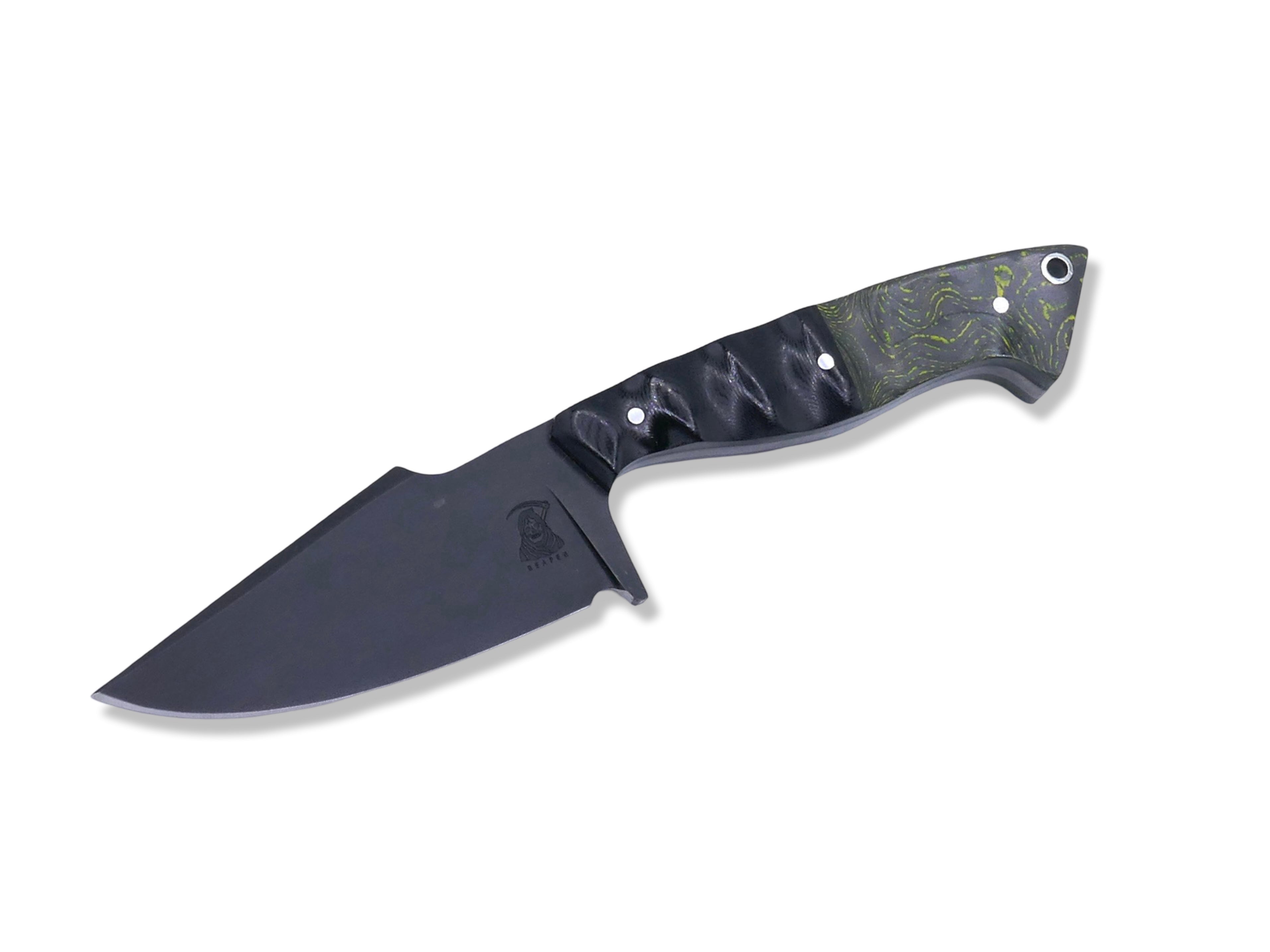 Reaper Custom 1 of 1 - Black Ops / Black G-10 / Camo Carbon Toxic Moss Handle