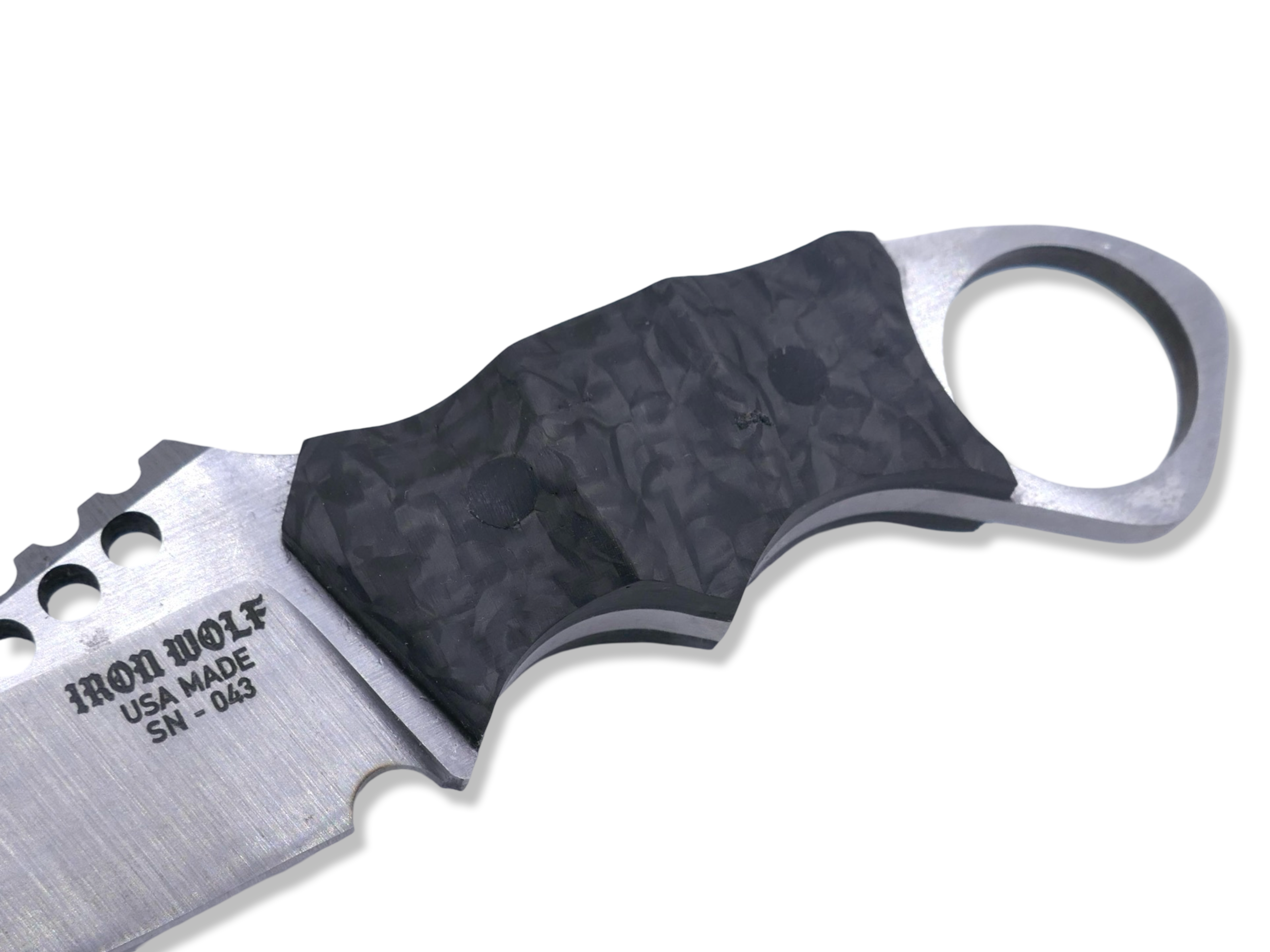 IRON WOLF Custom 1 of 1 - Satin Finish / Carbon Fiber Handle / Sheath Included