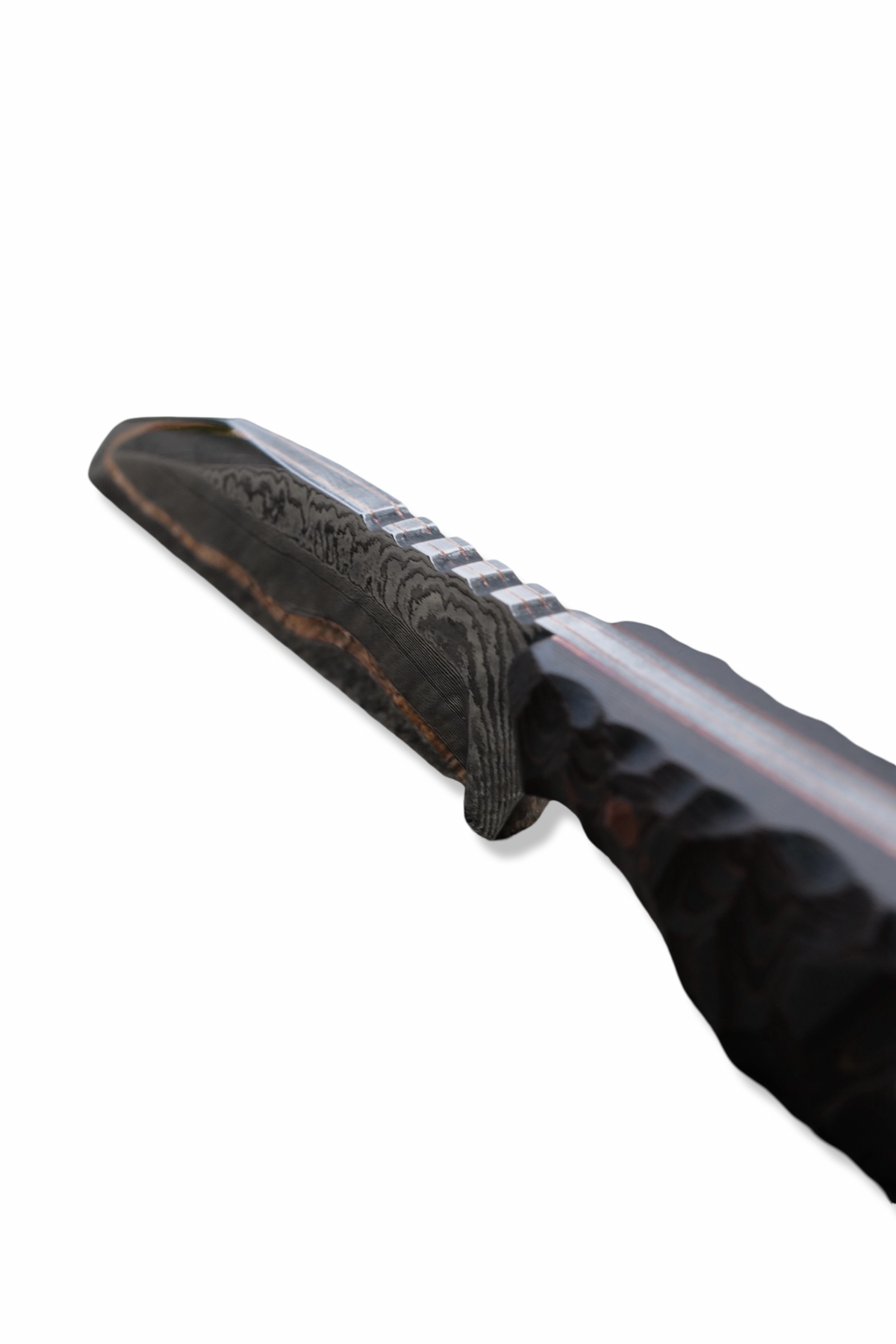Rattler Custom - Polished Baker Forge Coppermai / Rock Texture Copper Carbon Handle / Copper Pins