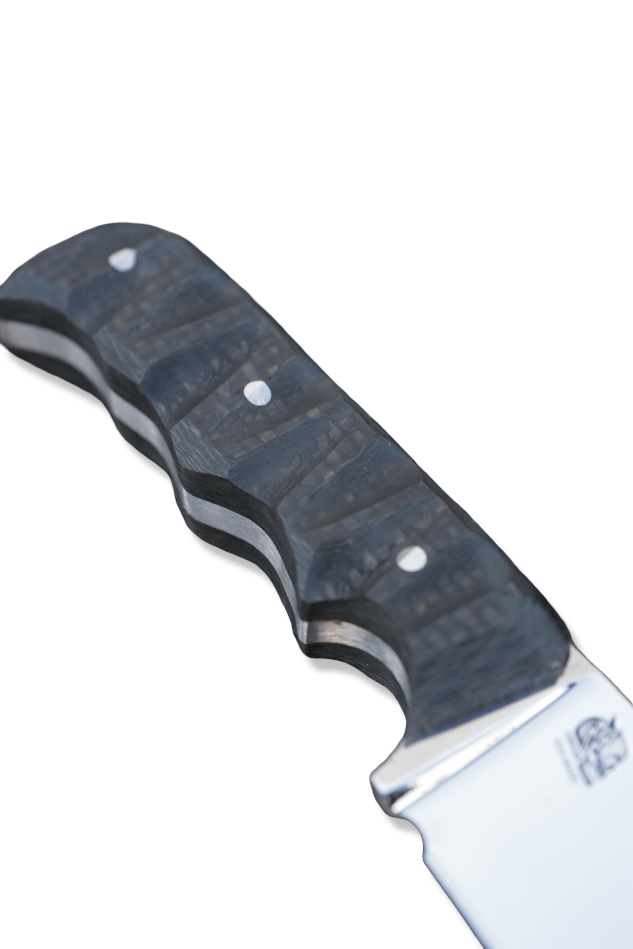 CUSTOM Nautilus Bowie - Mirror Polish Hollow Grind / Carbon Fiber Handle / USA Made / Leather Sheath Included