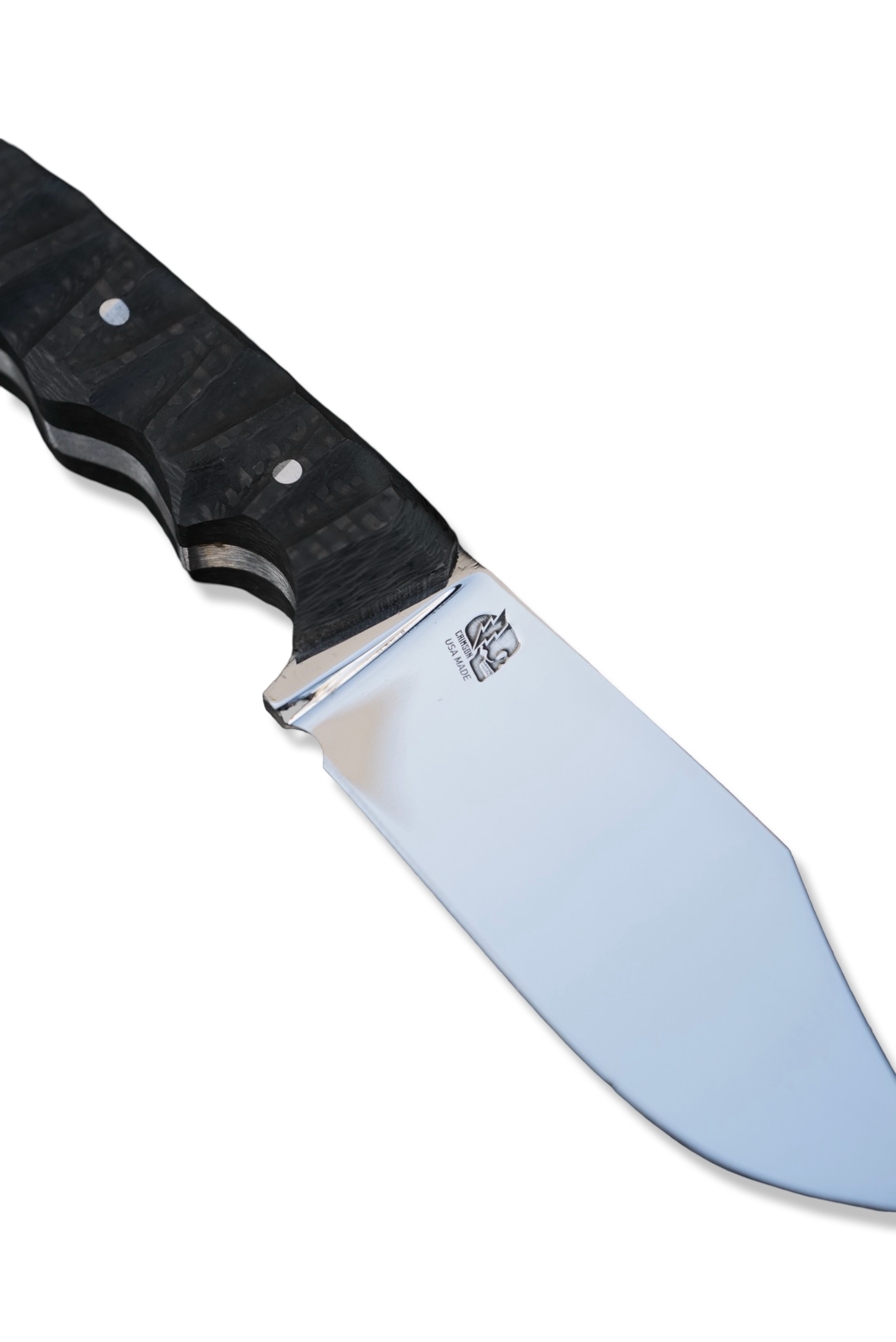 CUSTOM Nautilus Bowie - Mirror Polish Hollow Grind / Carbon Fiber Handle / USA Made / Leather Sheath Included