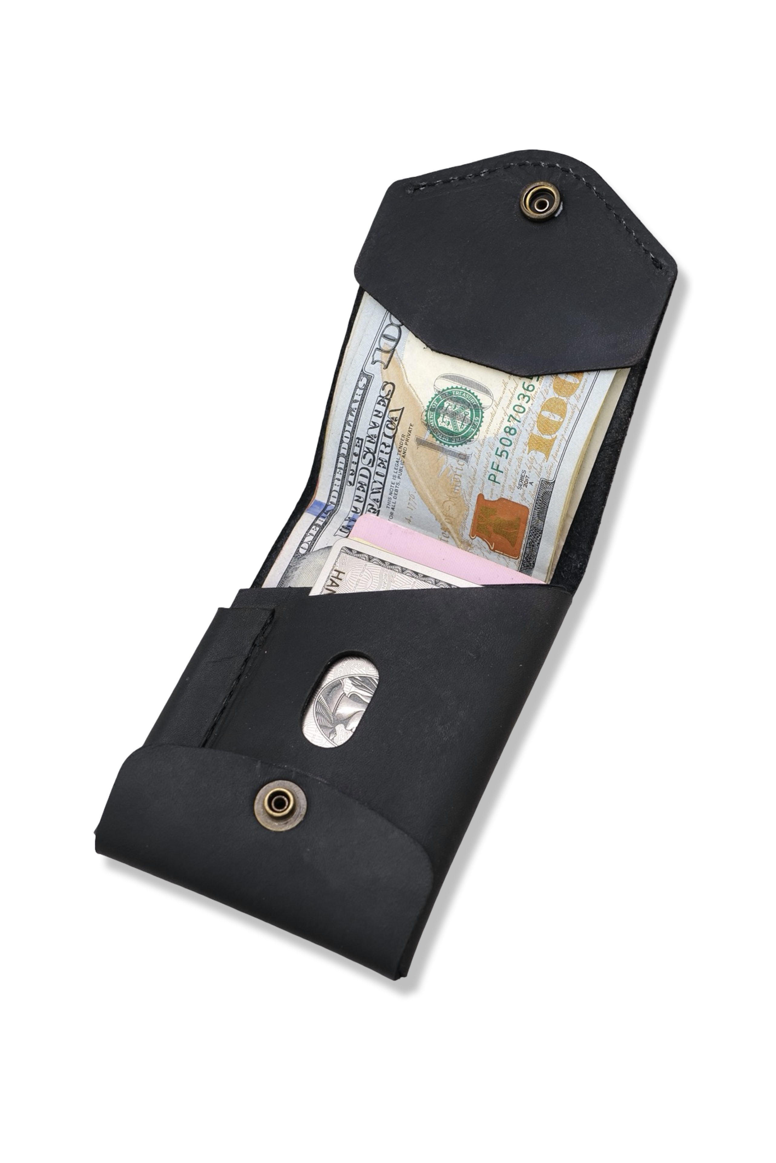 Crimson Blood Rider Wallet - Stealth Edition / Handmade Small Batch Leather Wallet