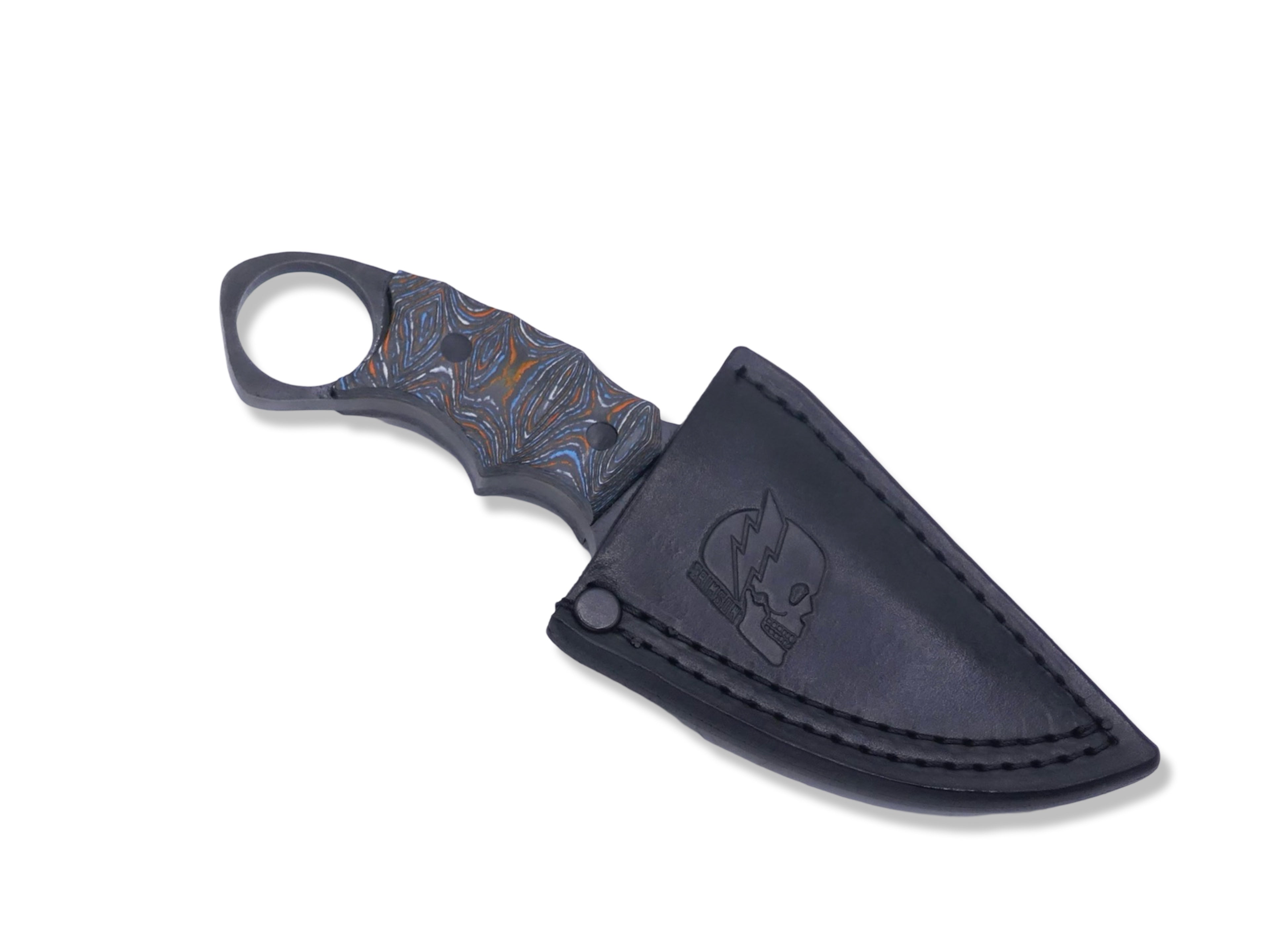 IRON WOLF Custom 1 of 1 - Tungsten Finish / Camo Carbon Handle / Carbon Fiber Pins