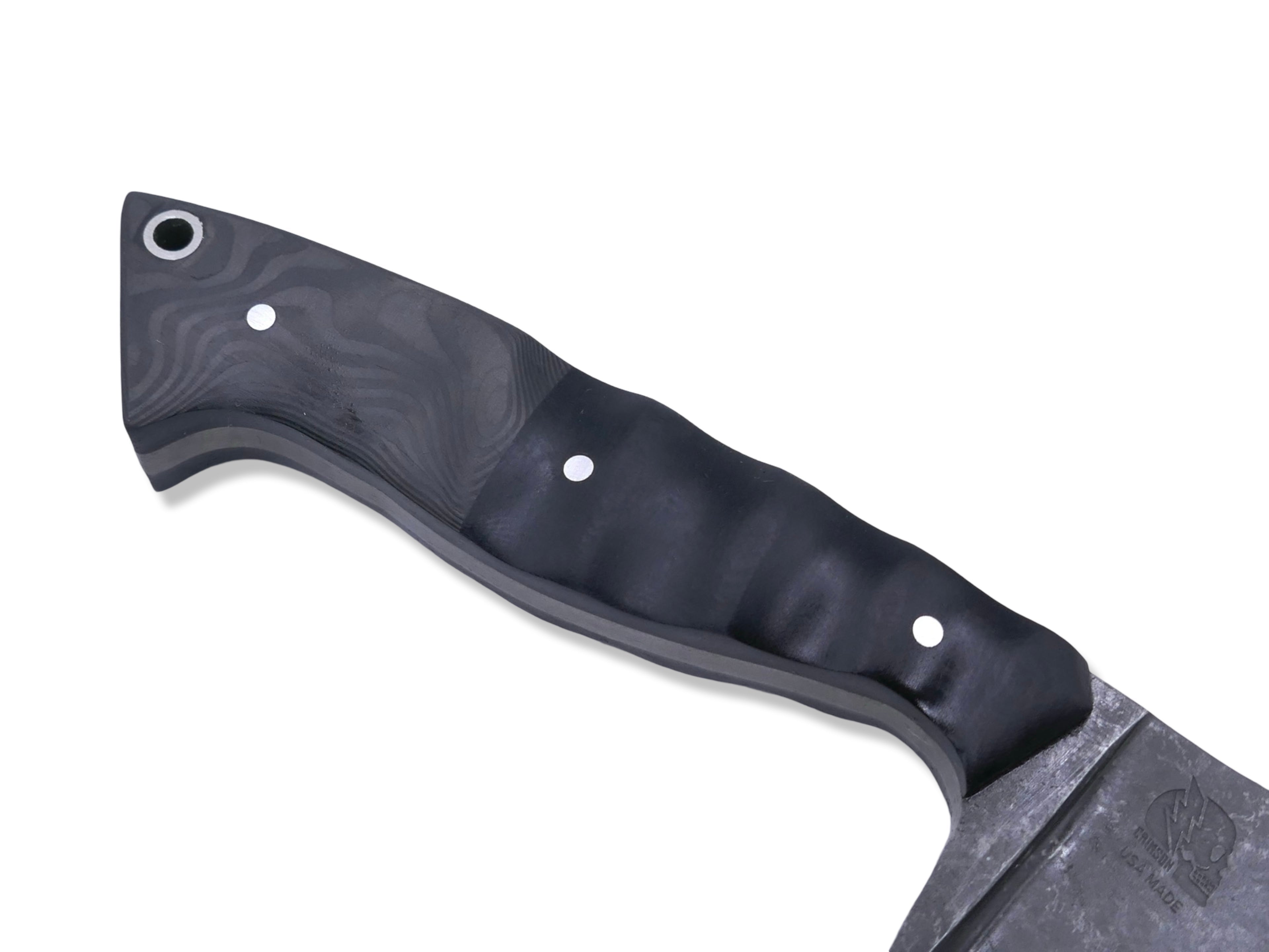 Reaper Custom 1 of 1 - Dark Stonewash Hollow Grind / Black G-10 + Camo Carbon Handle