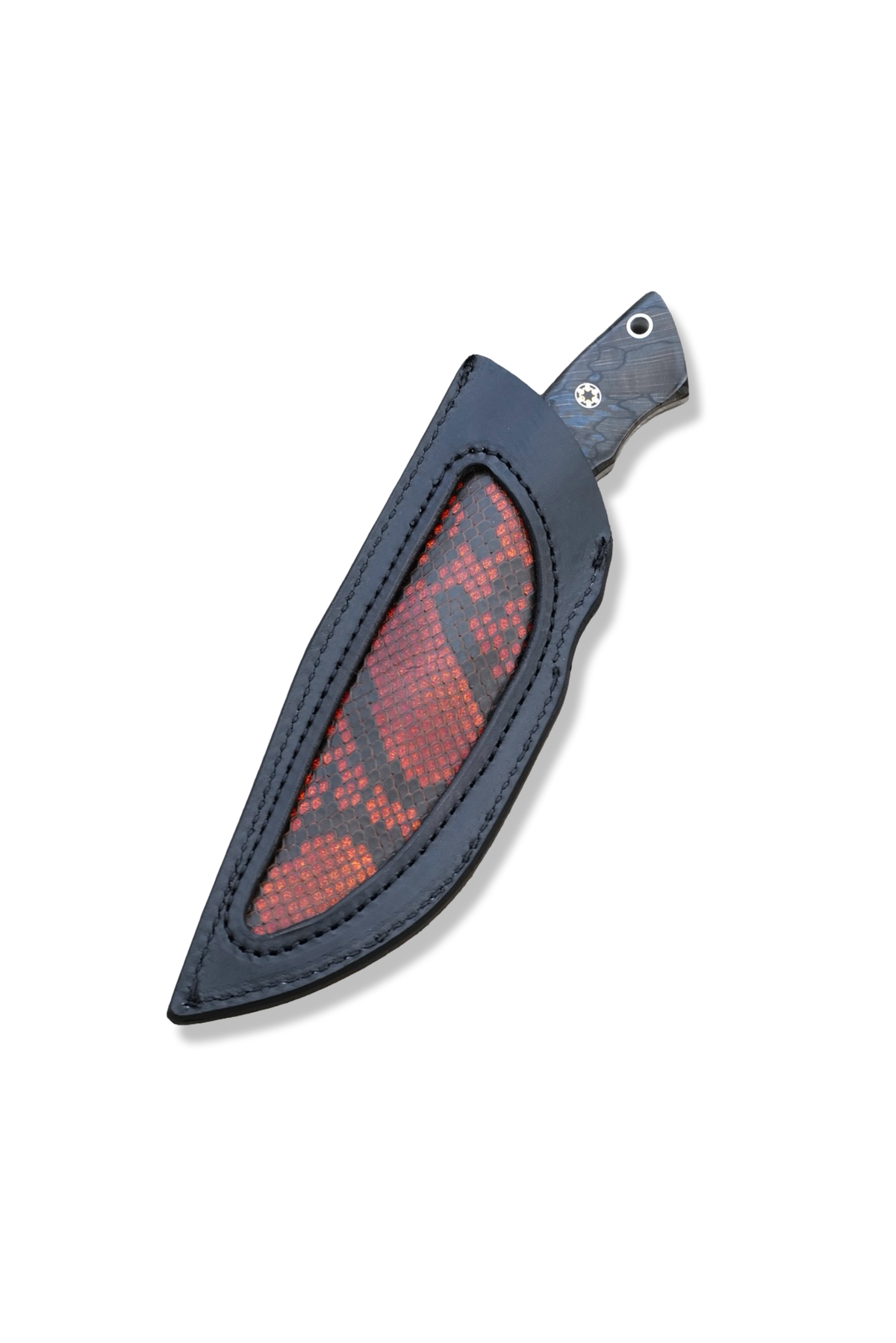 “ ODB “ Custom PROTOTYPE - Baker Forge Tigermai / Bronze + Copper Damascus / Raffir Handle / Copper - Nickel - Brass Split / Mosaic Pins / Python Inlay Sheath / Jason Knight Design