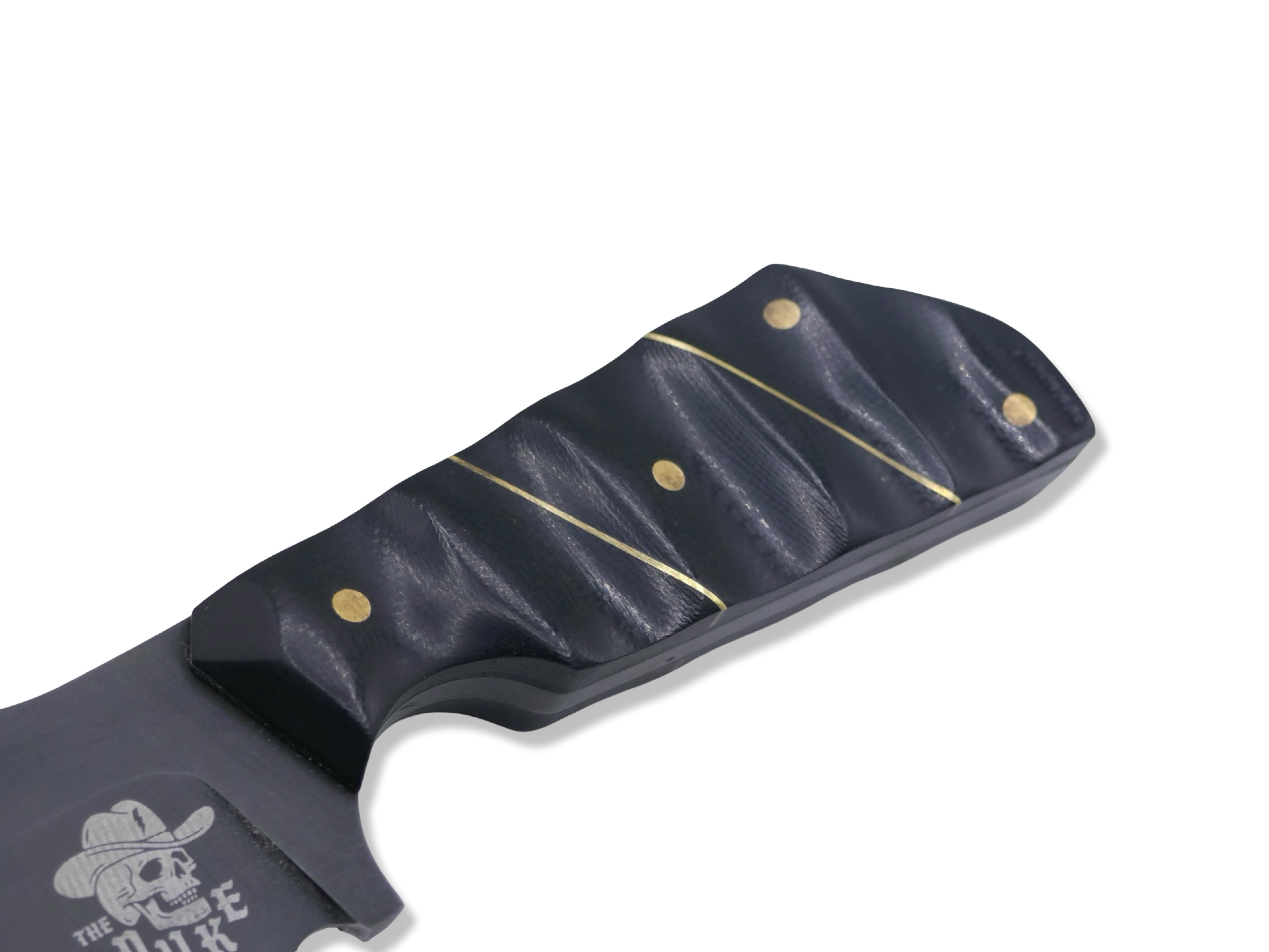 The Duke Custom 1 of 1 - Tungsten Finish / Black G-10 / Brass Splits / Black G-10 Liner - SHEATH INCLUDED