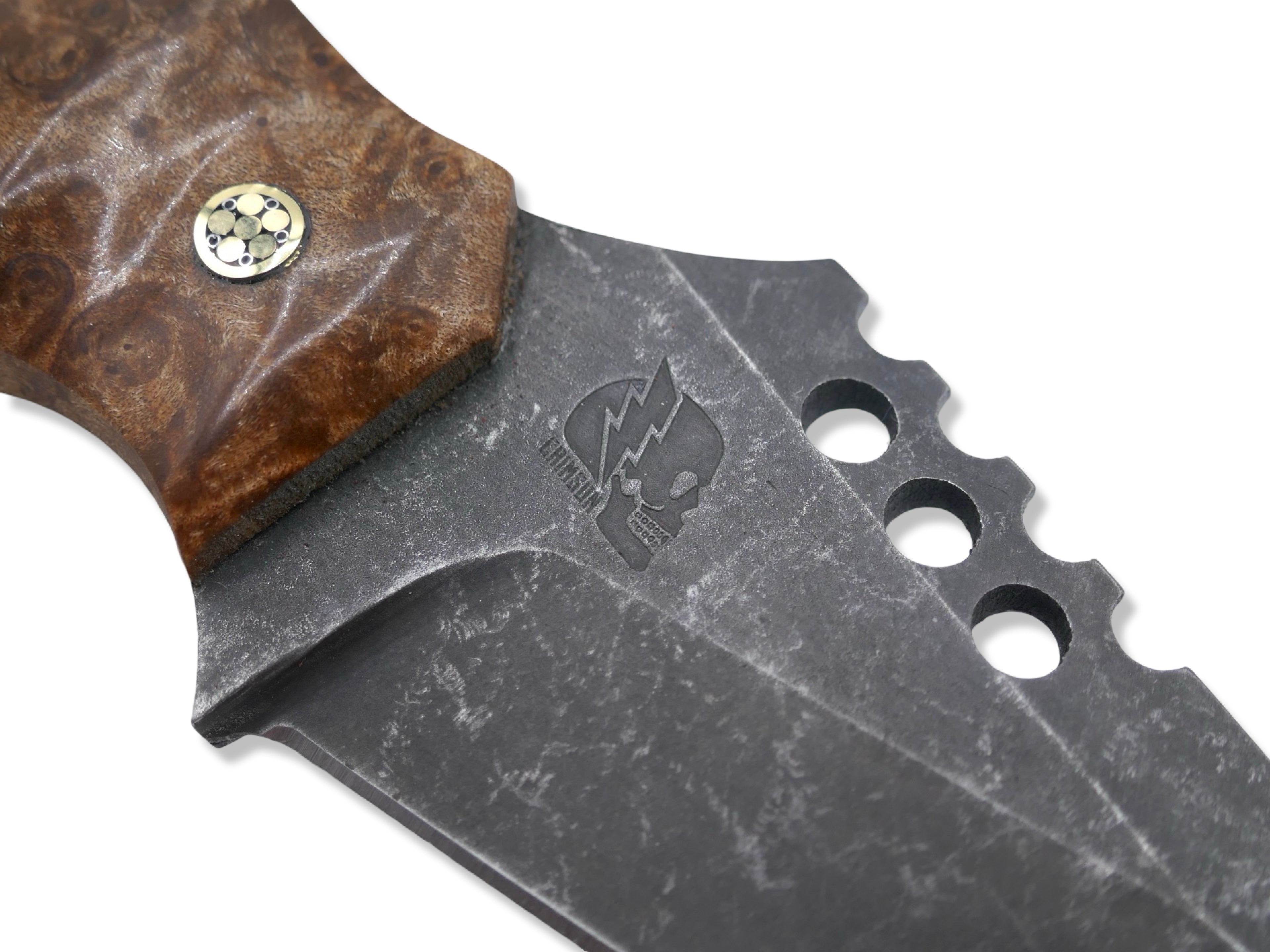 IRON WOLF Custom 1 of 1 - Dark Stonewash / Burl Handle / Mosaic Pins