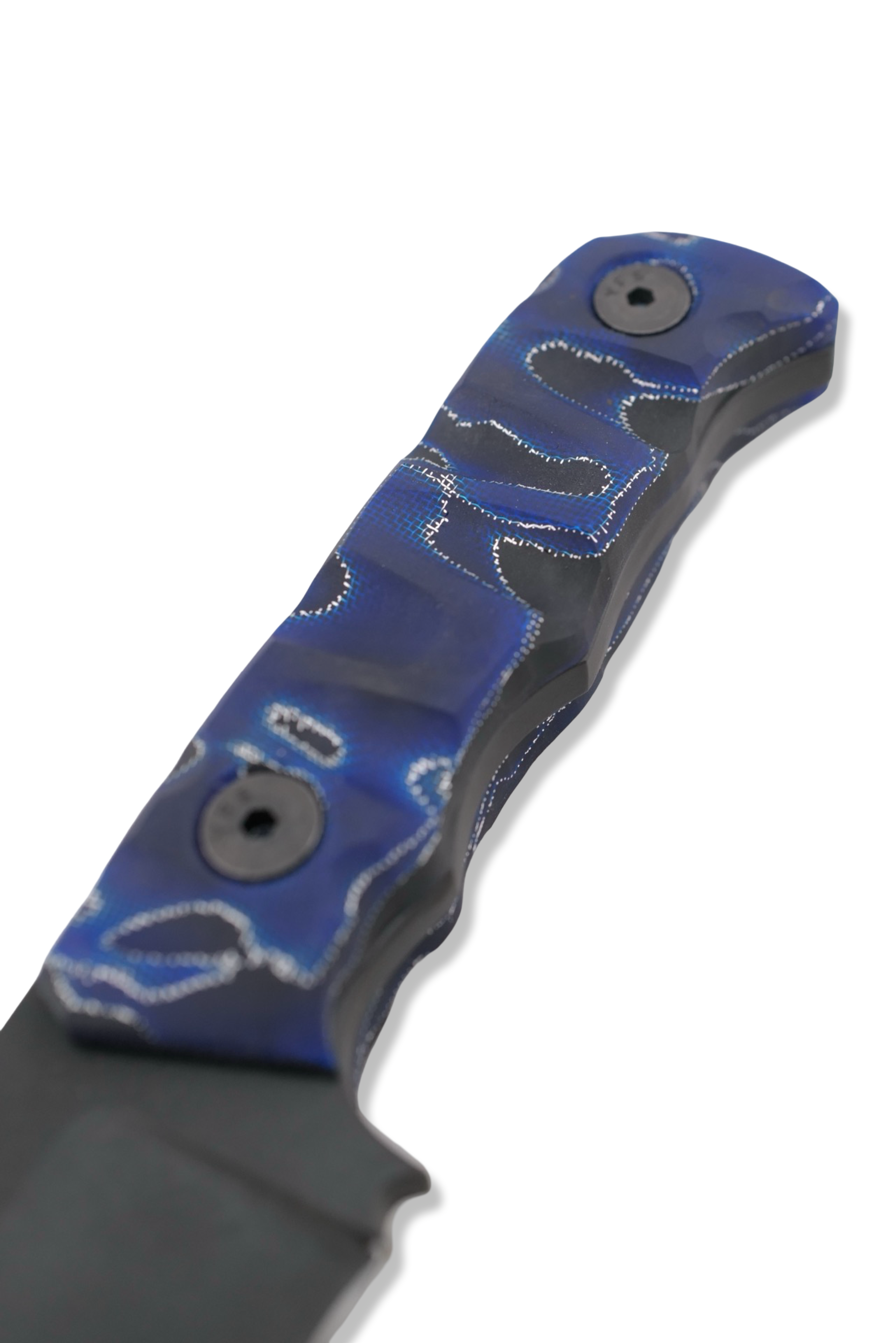 Slayer Mini - Black Cerakote / Blue Raffir Alume Handle / USA Made leather sheath included