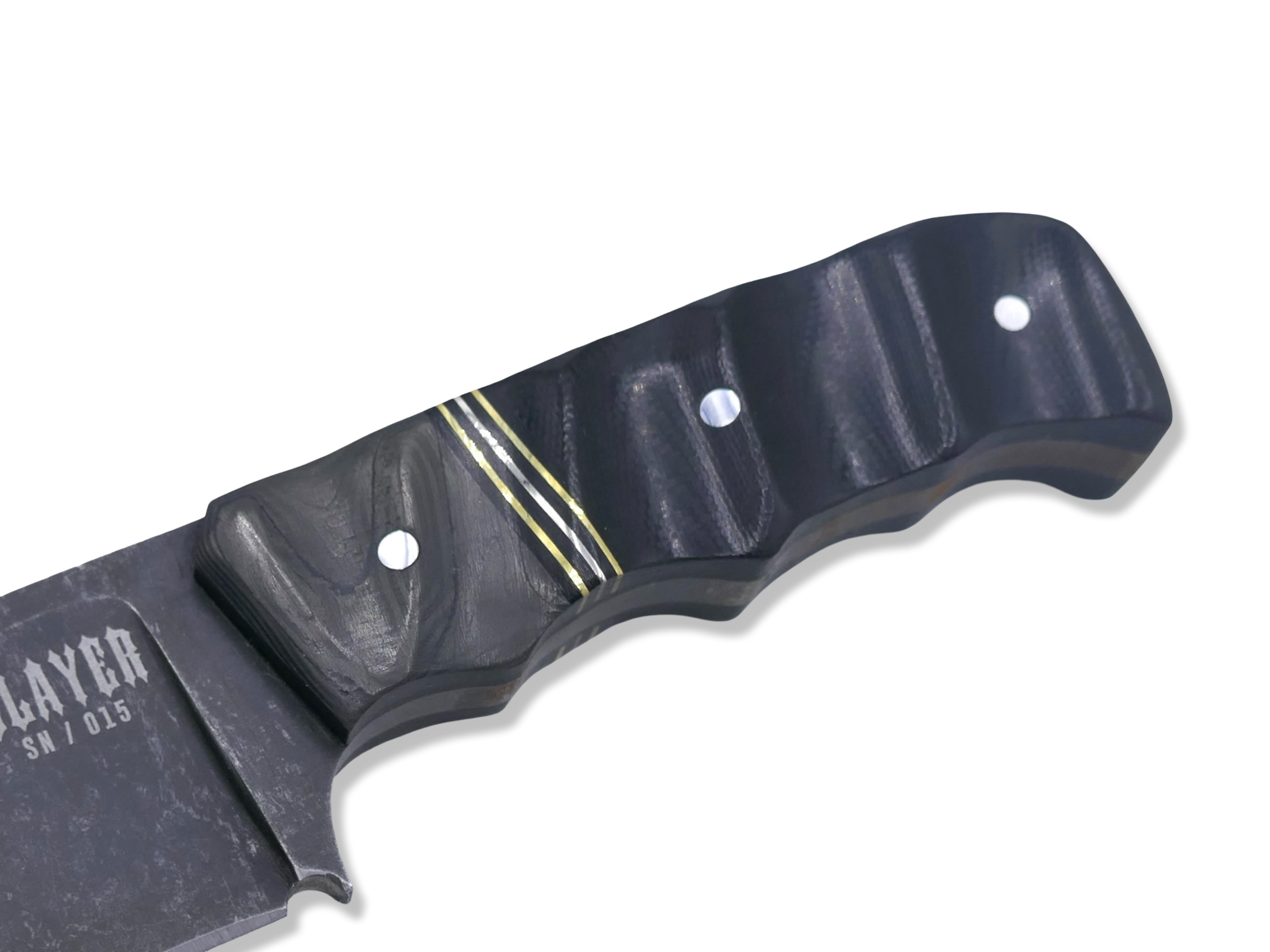 Slayer Mini Hollow Grind Custom - Dark Stonewash / Camo Carbon + Nickel and Brass Split / Black G-10 Handle